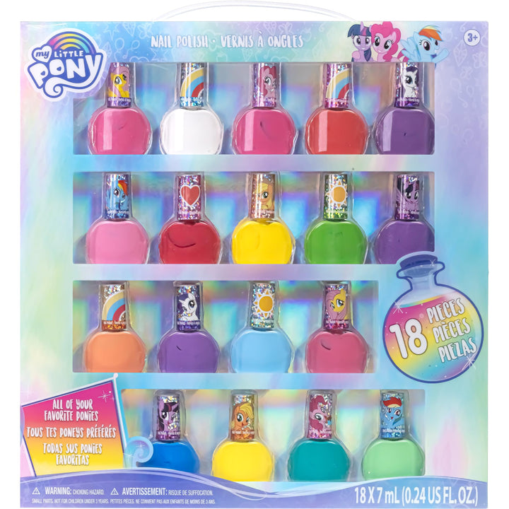 Townleygirl My Little Pony Best Peel-Off Nail Polish, Deluxe Gift Set For Kids, 18 Count Colors, Some With Glitter