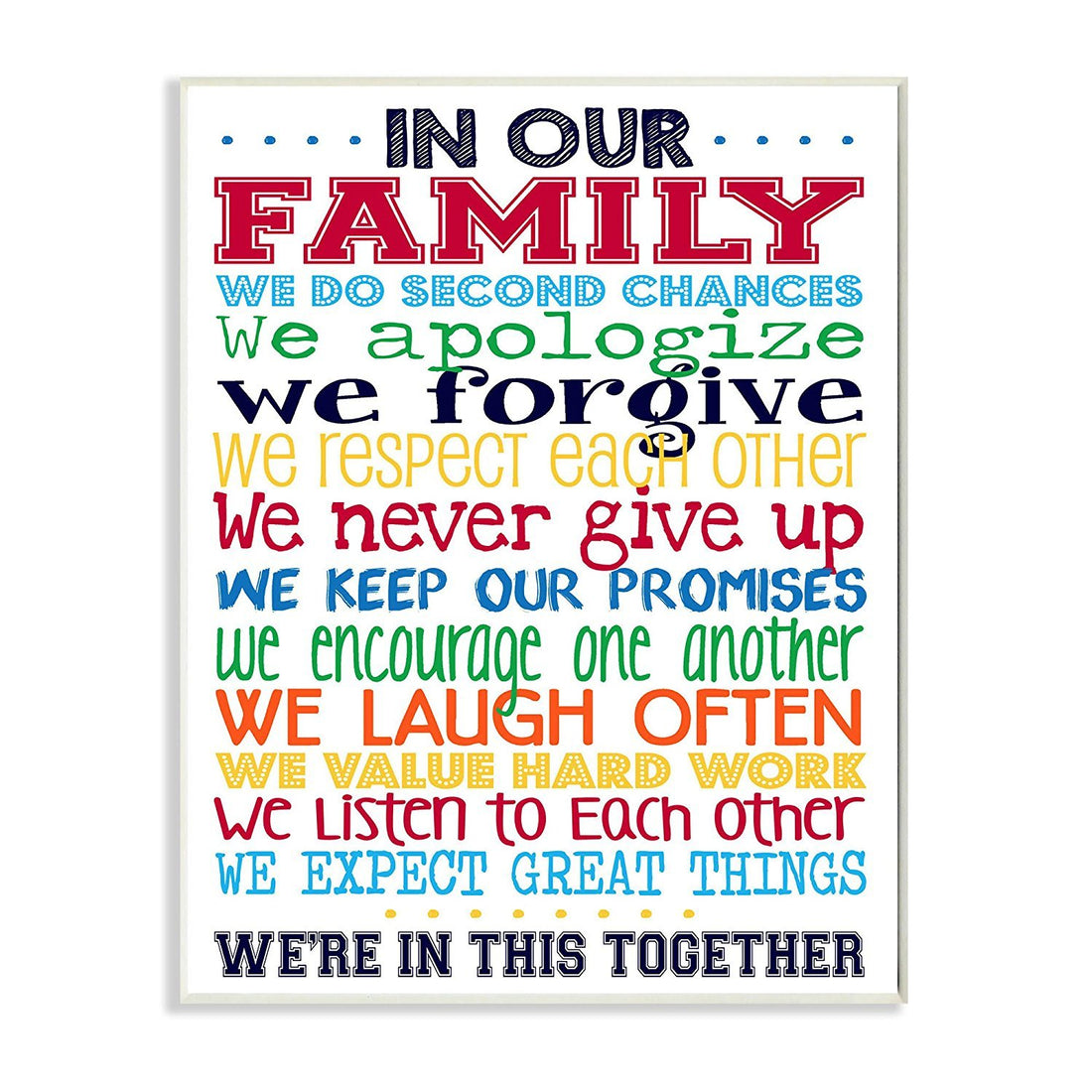 Stupell Industries In Our Family Rainbow Typog Wall Plaque, 10x15, Design by Artist Erica Billups