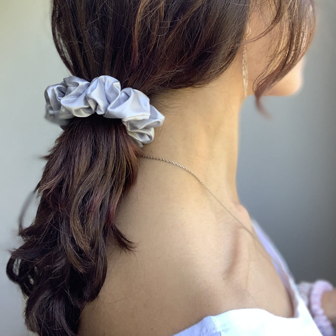 Mulberry Park Silks - Large - Black/Silver/Gunmetal (3 Pack) - 100% Pure Silk Hair Scrunchies - Gentle On All Hair Types - OEKO-TEX Certified