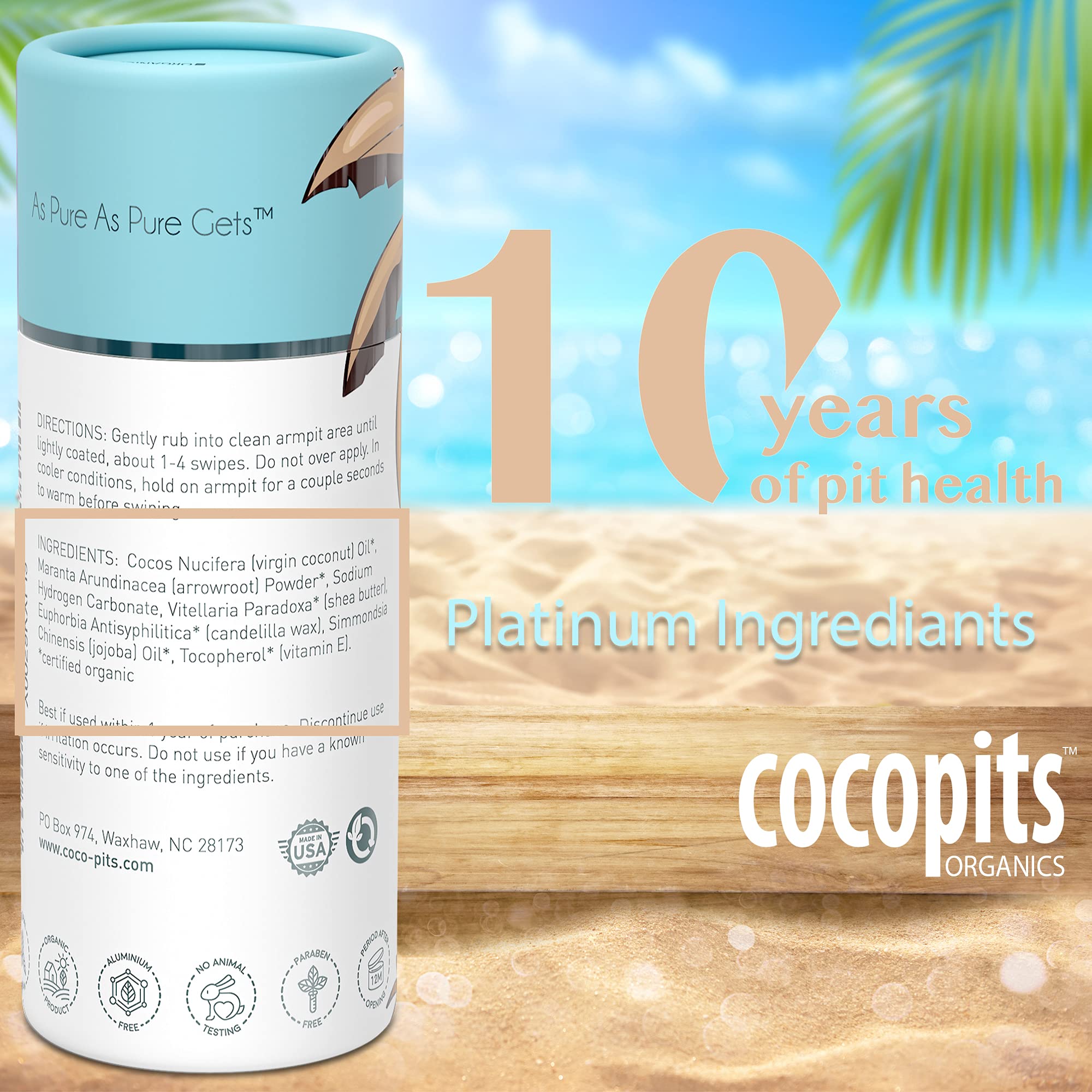 Fragrance Free Natural Vegan Deodorant for Women and Men - Unscented - Safe Aluminum-Free - Plastic Free Compostable - Coconut Oil and Organic Essential Oils - US Made - 2.65oz