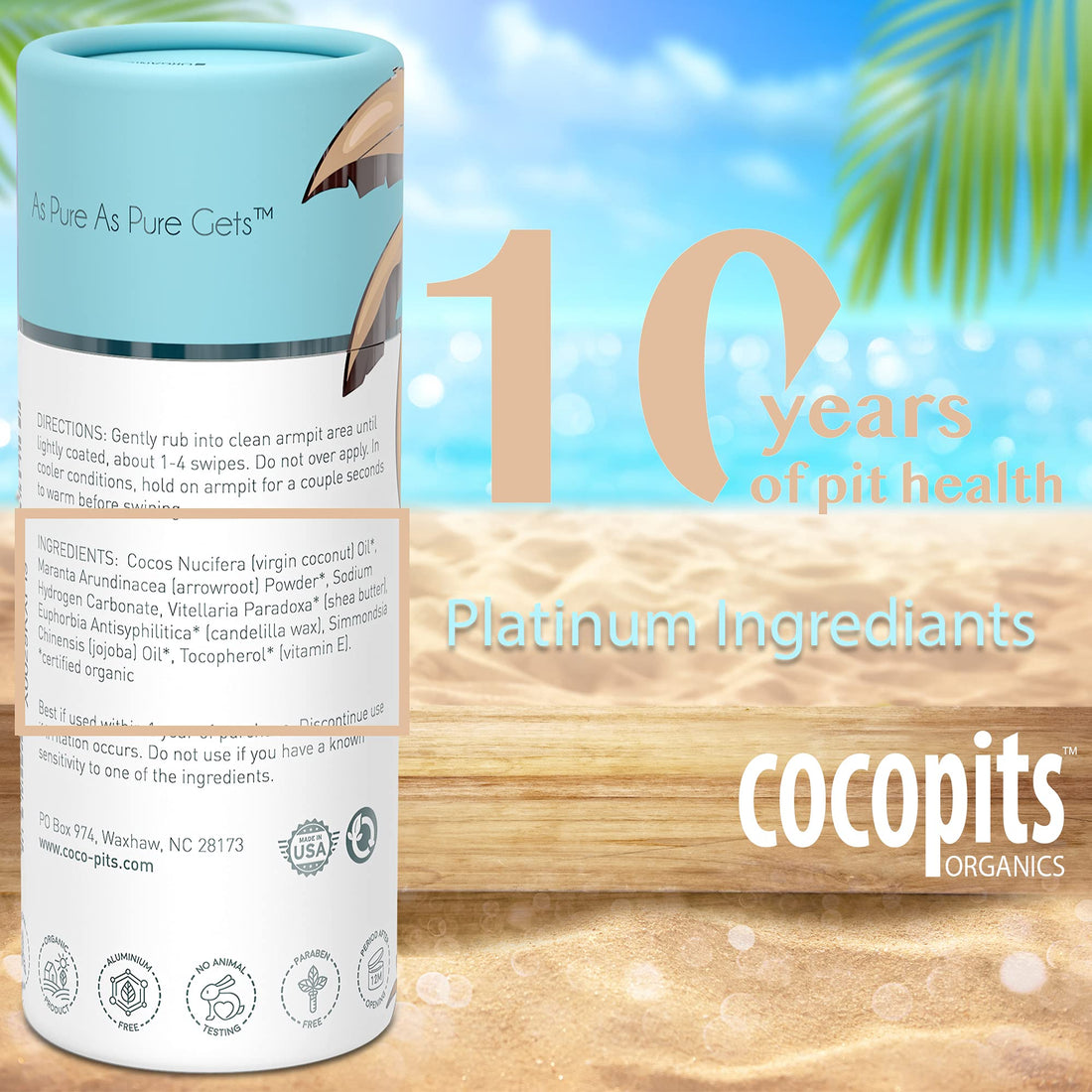 Fragrance Free Natural Vegan Deodorant for Women and Men - Unscented - Safe Aluminum-Free - Plastic Free Compostable - Coconut Oil and Organic Essential Oils - US Made - 2.65oz