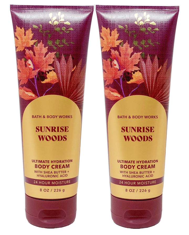 Bath and Body Works Sunrise Woods 2 Pack Ultra Shea Body Cream 8 Oz. (Sunrise Woods)