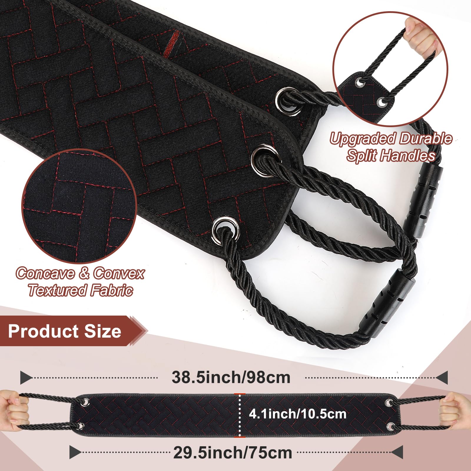 Exfoliating Back Scrubber with Upgraded Handles, 38.5 Inch Double-Sided Body Scrub Bath Exfoliator, Exfoliating Washcloth for Use in Shower, Back Washer to Deep Clean Your Skin for Men & Women (Black)