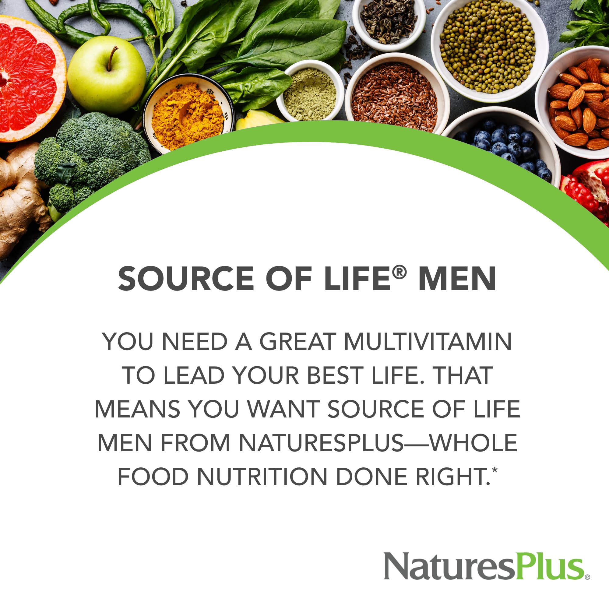 Natures Plus Source of Life Men - 120 Tablets, Pack of 2 - Iron-Free Multi-Vitamin & Mineral Supplement - with Saw Palmetto, Lycopene & Lutein - Gluten Free, Vegetarian - 120 Total Servings