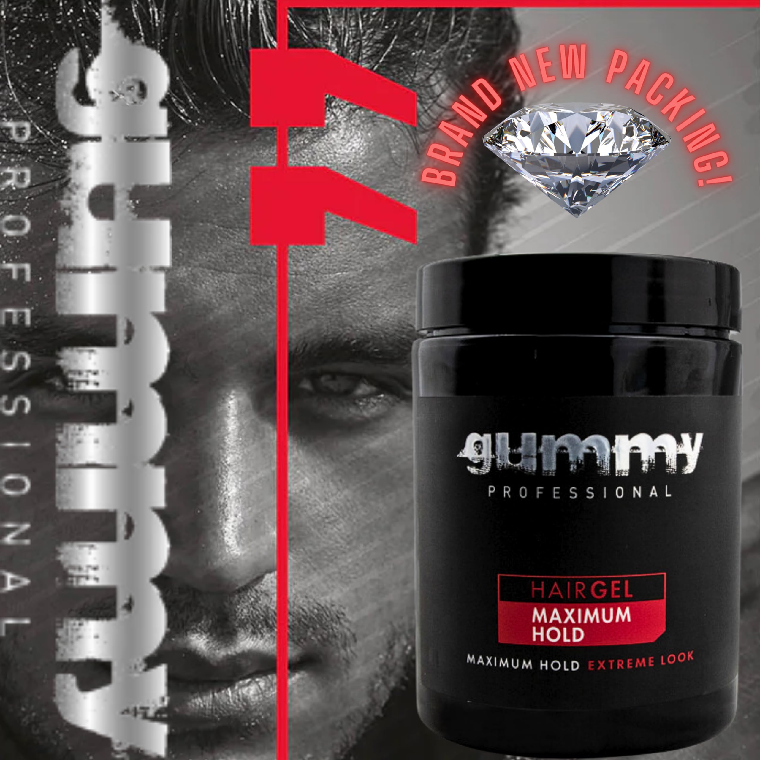 Gummy Hair Gel Maximum Hold & Extreme Look, Alcohol Free Hair Gel, 33,81 Fl Oz (Pack of 1) 1000 ml