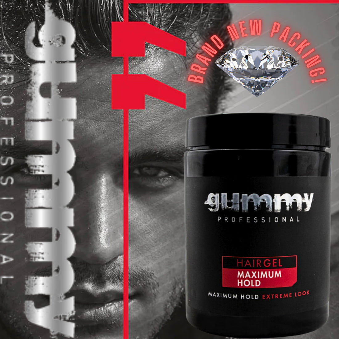 Gummy Hair Gel Maximum Hold & Extreme Look, Alcohol Free Hair Gel, 33,81 Fl Oz (Pack of 1) 1000 ml
