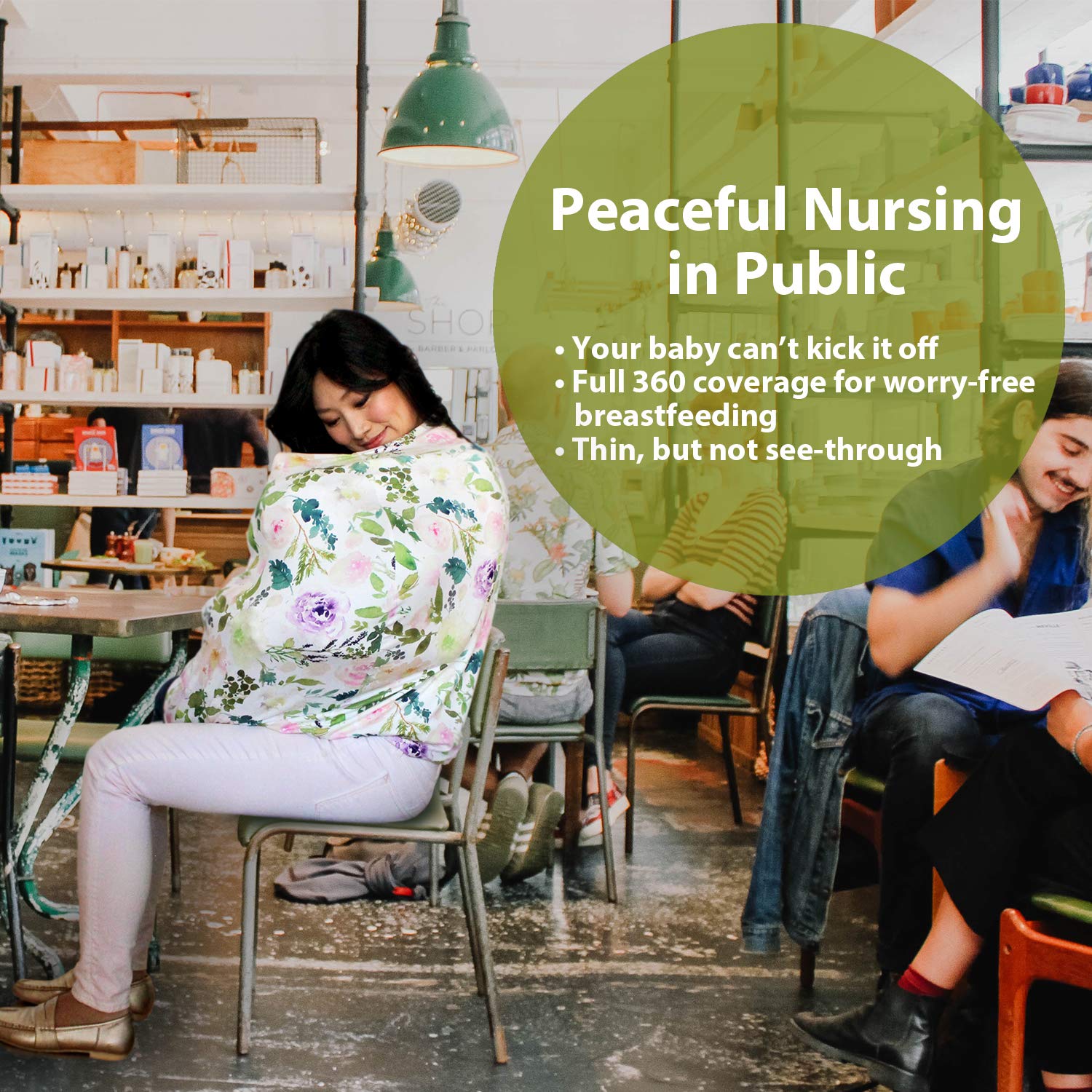 Pobi Baby Premium Multi-Use Cover - Nursing, Car Seat, Shopping Cart, High Chair, and Breastfeeding Cover - Ultra-Soft, Stretchy, and Versatile Floral Scarf for Mom and Baby (Allure)