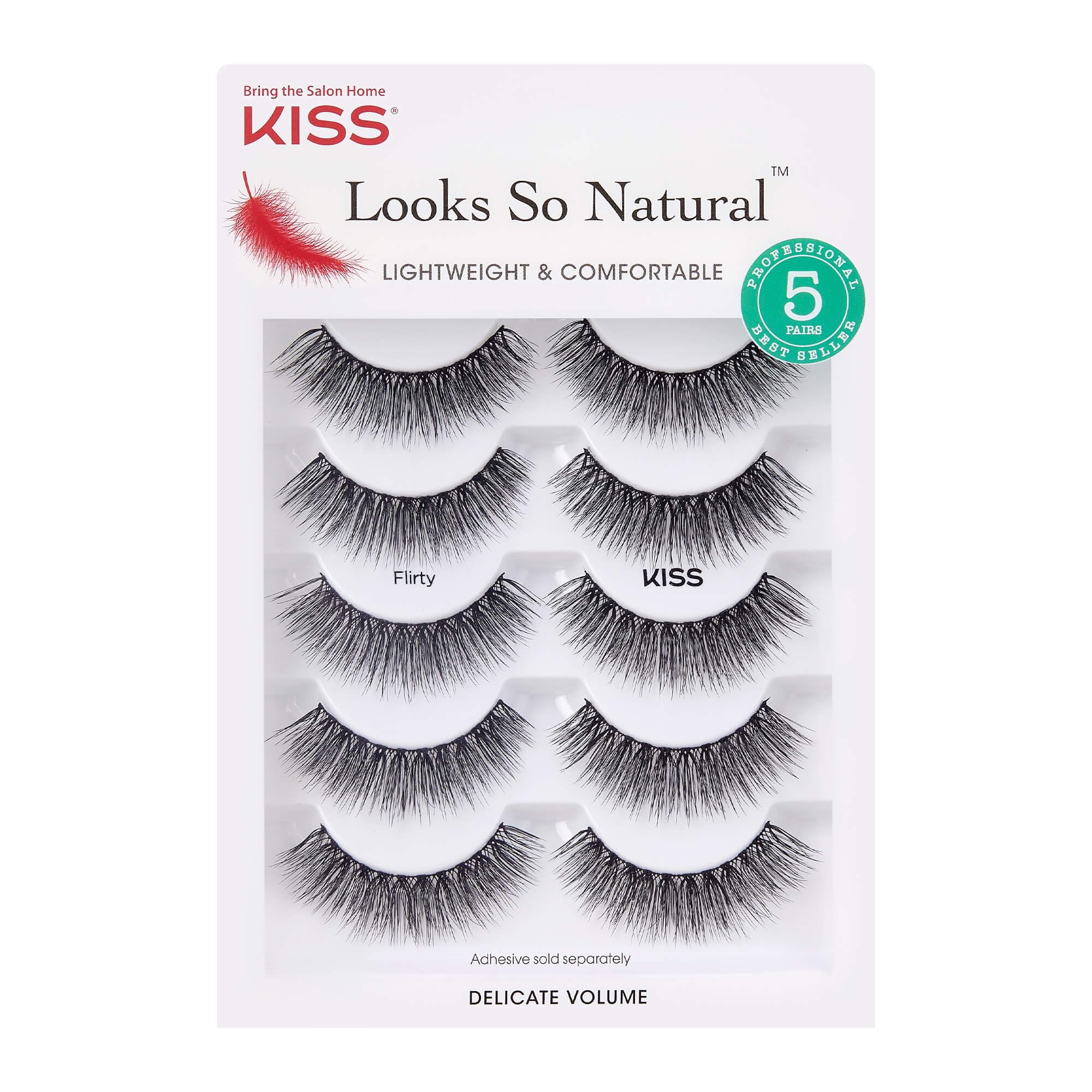 Kiss 5 pair of Flirty Eyelashes KFLM04 with tapered ends