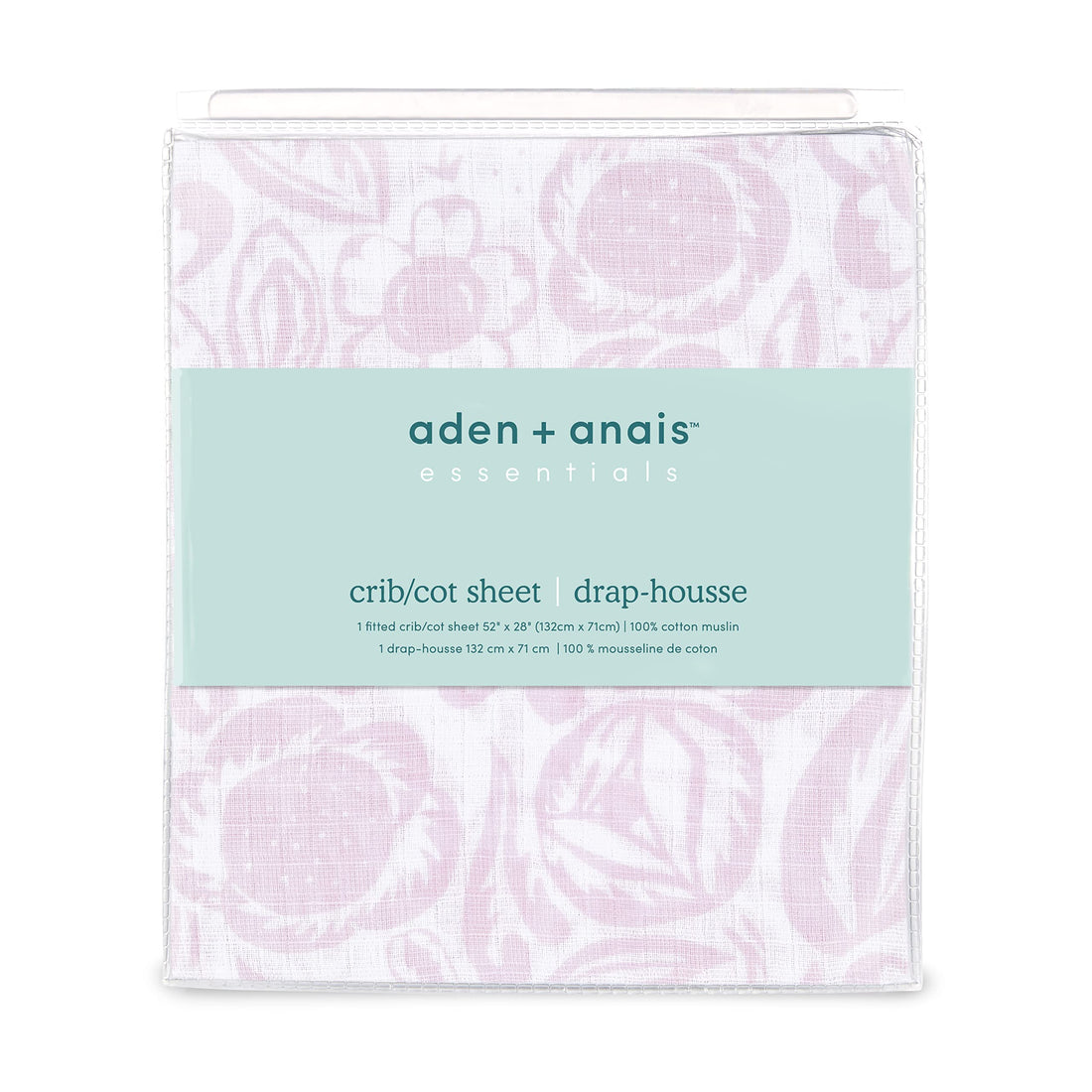 aden + anais Essentials Classic Crib Sheet, 100% Cotton Muslin, Super Soft, Breathable, Tailored Snug Fit, Damsel - Savoy