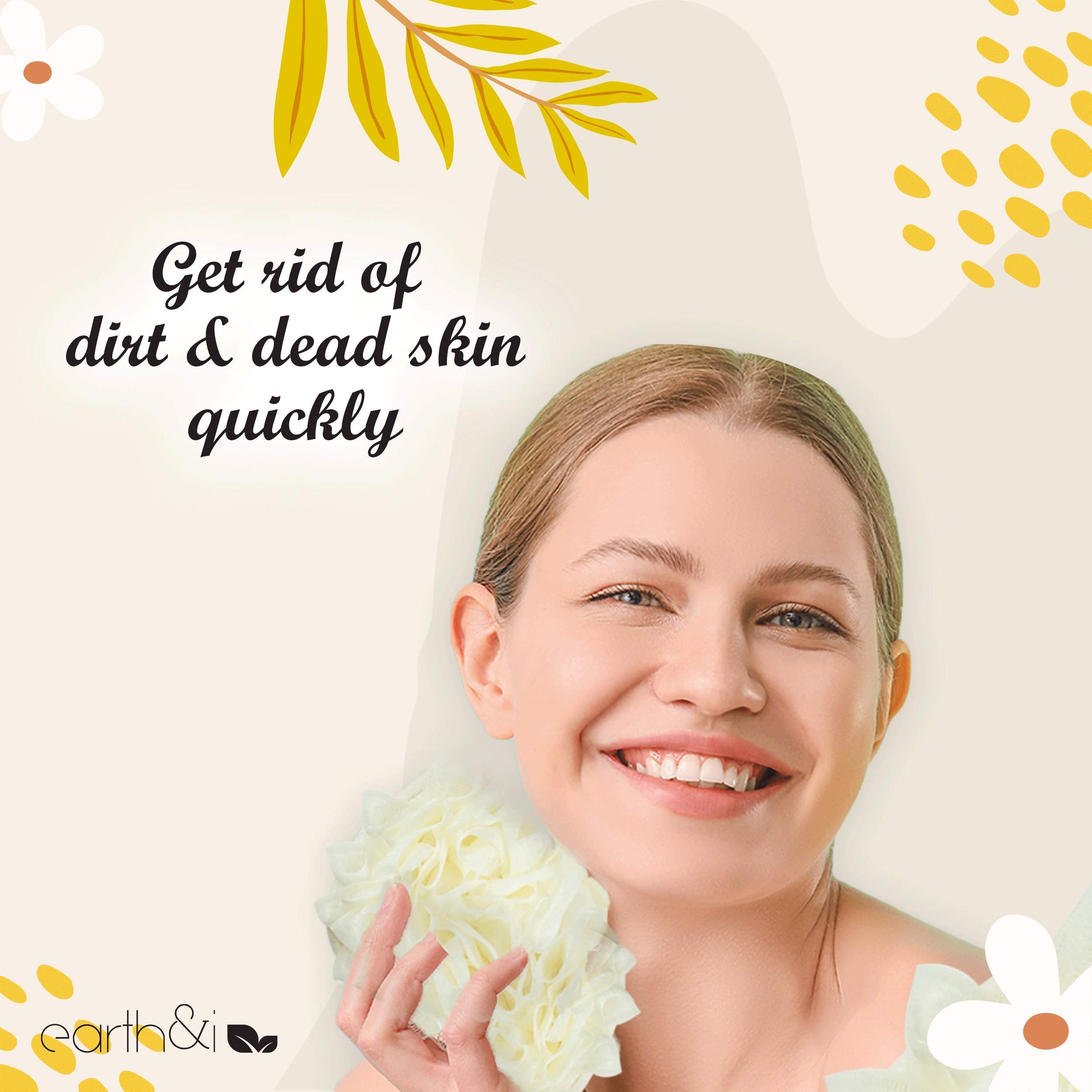 Earth & I - 1pc Dual Sided Exfoliating Loofah, Two-Sided Sponge for Fast and Effective Deep Cleaning, lofa, lufas