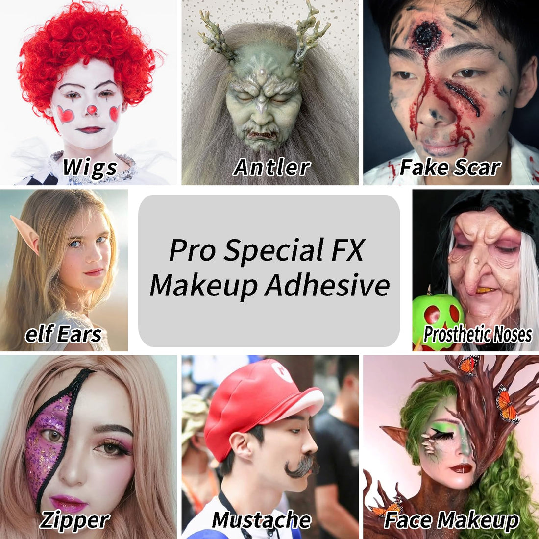 MEICOLY Spirit Gum Adhesive and Remover Combo Kit,Prosthetic Bald Cap Adhesive Glue,Face Skin Glue for Costume,Pro Makeup Glue Adhesive for Face Body Mustache Beard