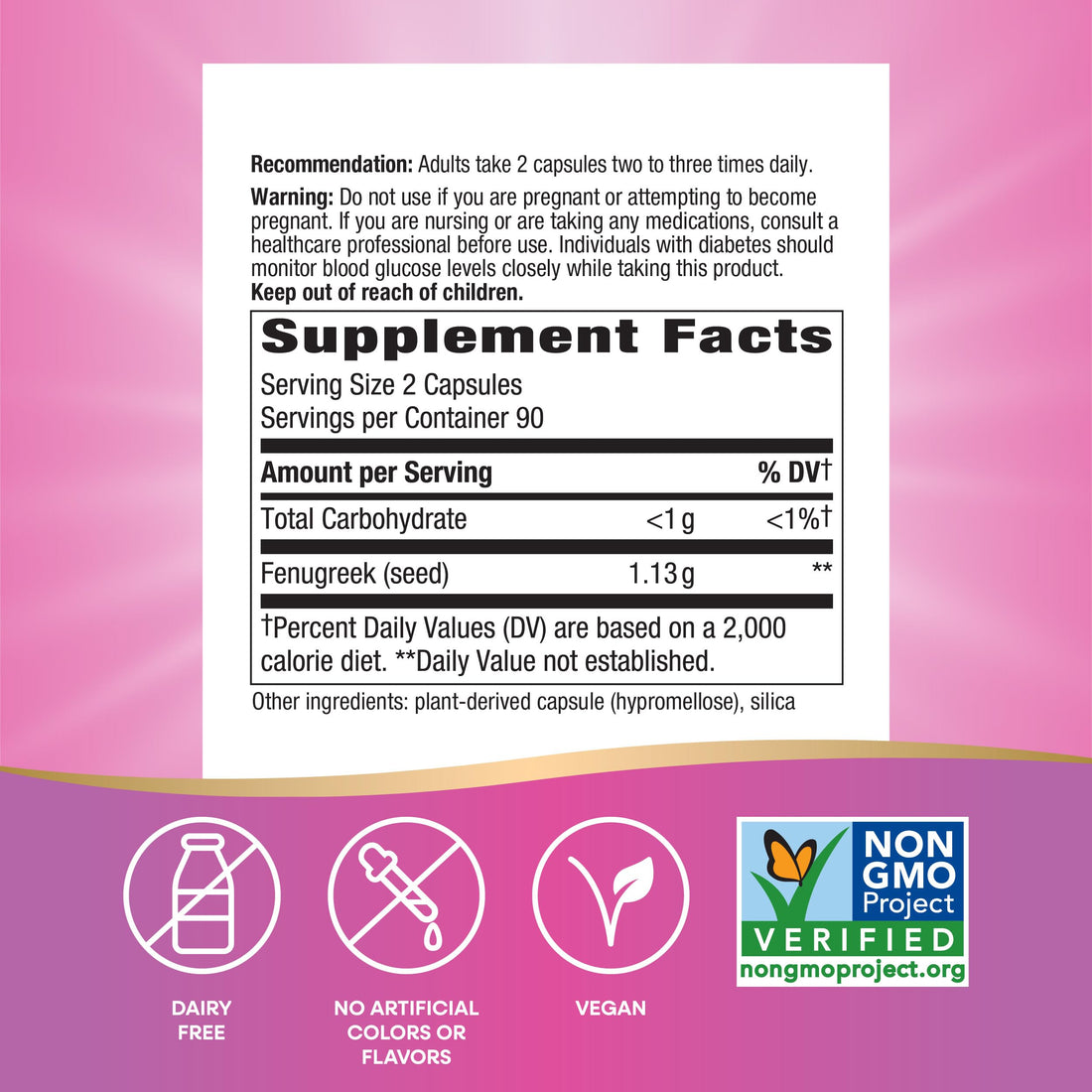 Nature's Way Fenugreek Seed, Traditional Lactation/Breastfeeding Support*, Non-GMO Project Verified, Vegan, 180 Capsules (Packaging May Vary)