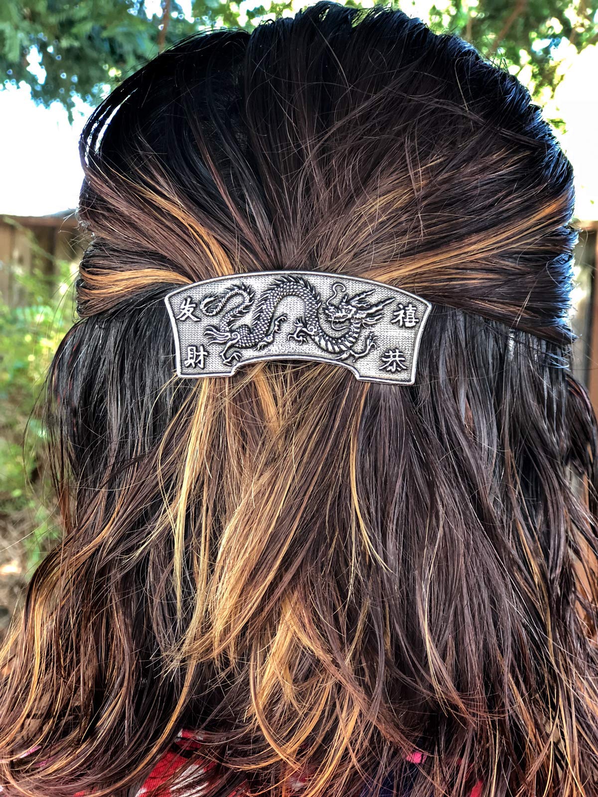 Dragon Hair Clip, Medium Hand Crafted Metal Barrette Made in the USA with a 70mm Imported French Clip by Oberon Design