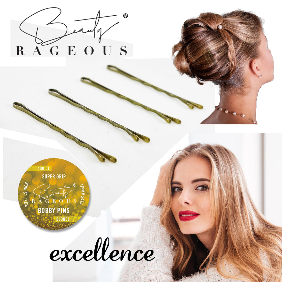 Beauty Rageous Super Grip Blonde Bob Pins - 400 Ct - Handy Reusable Tin