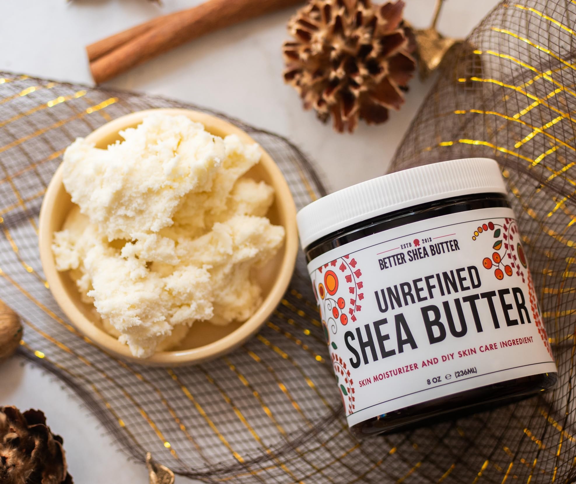 Raw Shea Butter - 100% Pure African Shea Butter for Hair and Body | Unrefined Moisturizer for Dry Skin, DIY Lip Balm, Body Butter, Lotion Bar, and Soap - 8 oz Jar