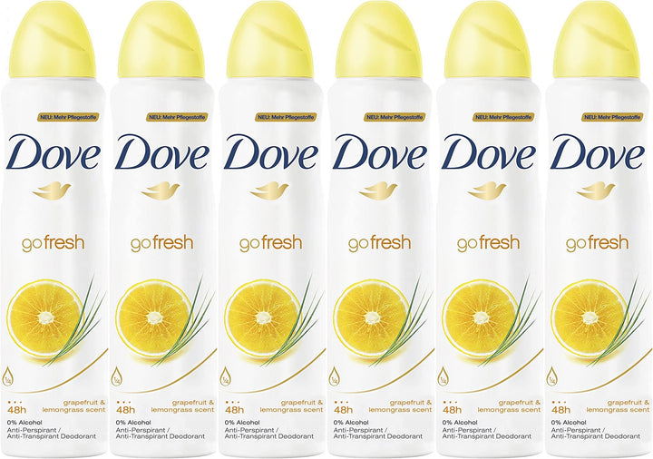 (6 PACK) DOVE Dry Spray Antiperspirant 48 hours, (Go Fresh Grapefruit & Lemongrass) 5oz