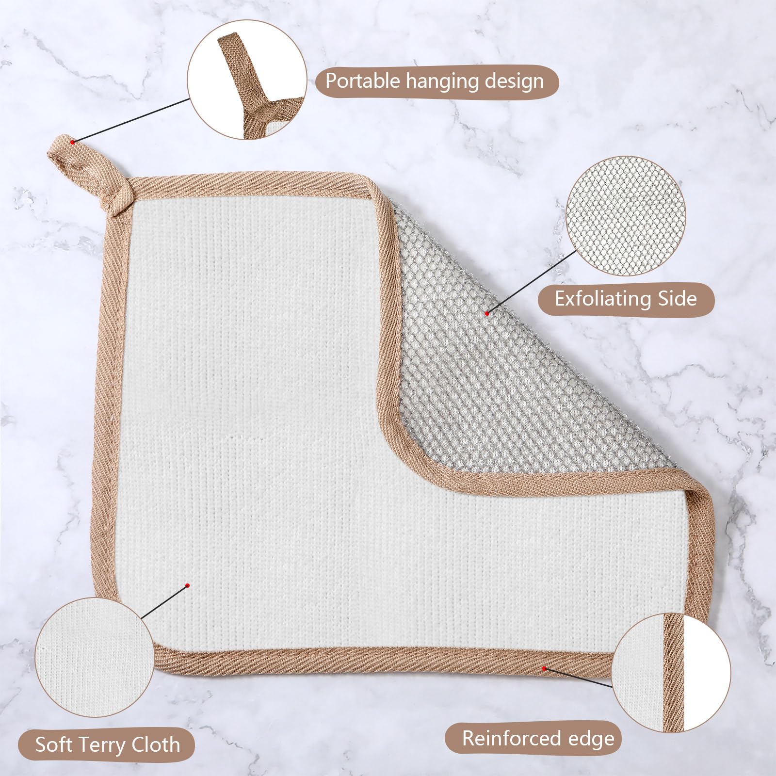 Tudomro 10 Pcs Exfoliating Washcloths Double Sided Man Wash Cloths Body Face Exfoliating Scrub Cloths for Shower Men Women(10.2 x 8.7 Inch,Gray)