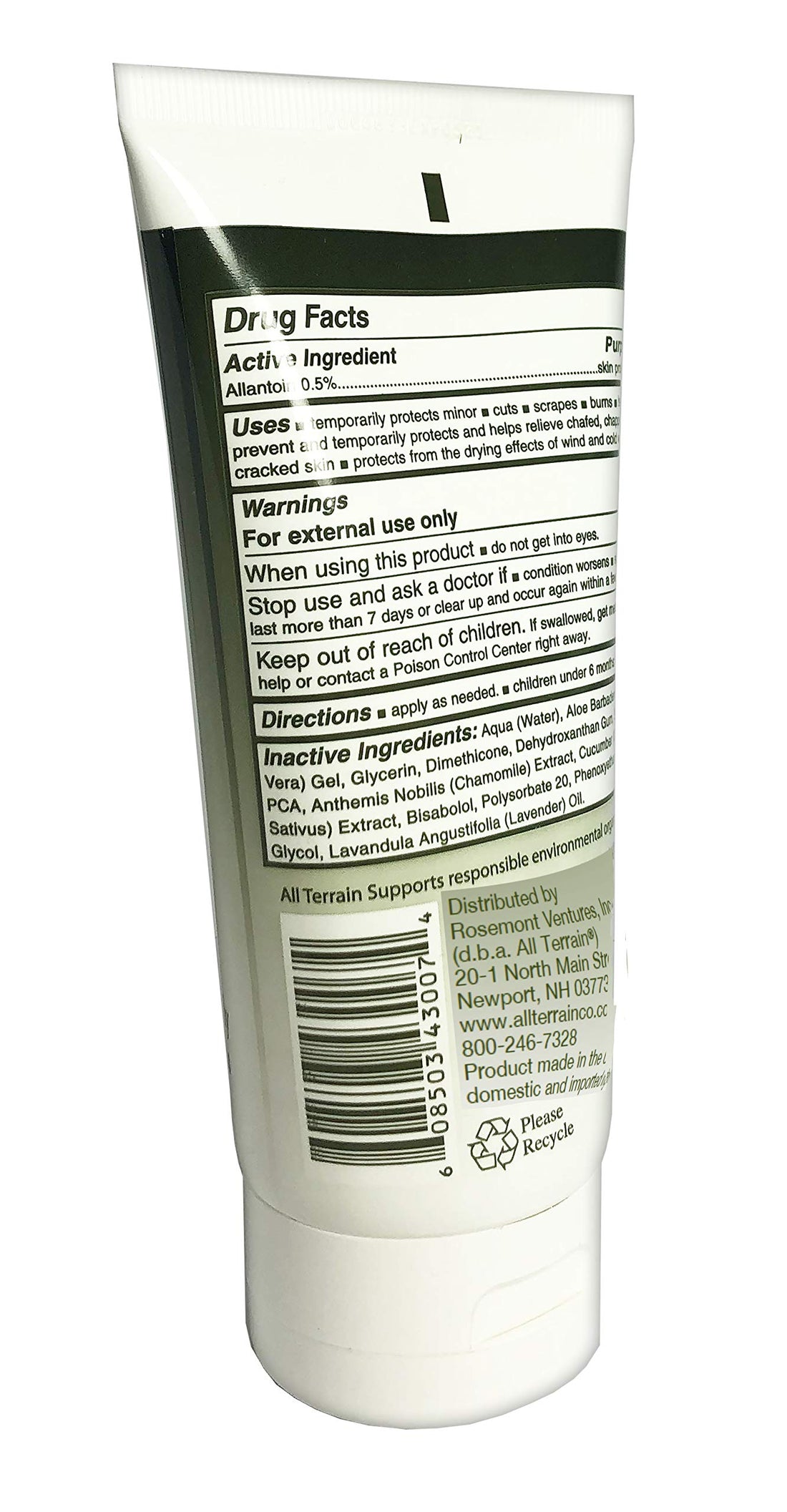 All Terrain Natural Aloe Gel Skin Relief, Skin Protectant, 5oz, With Moisturizing Aloe & Allantoin