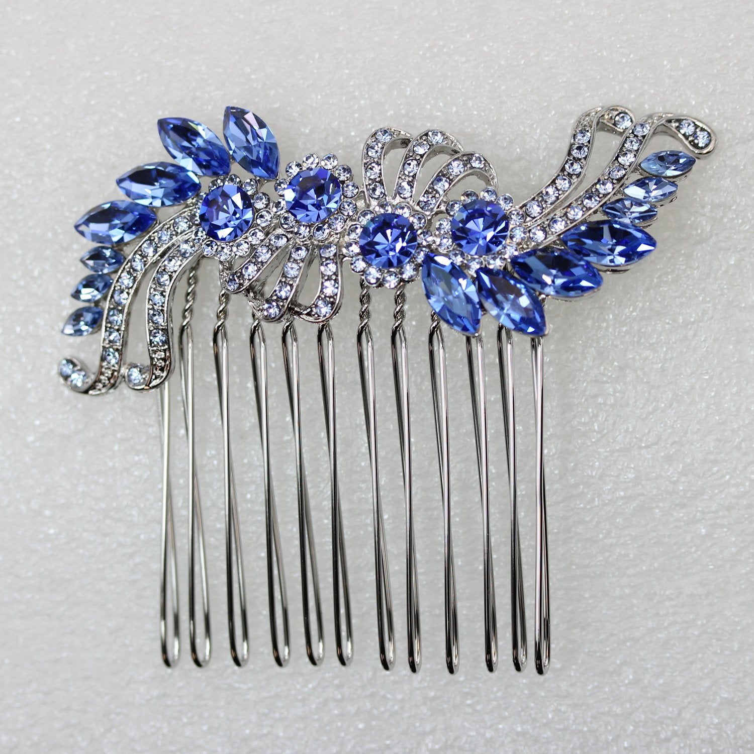 Faship Blue Crystal Hair Comb