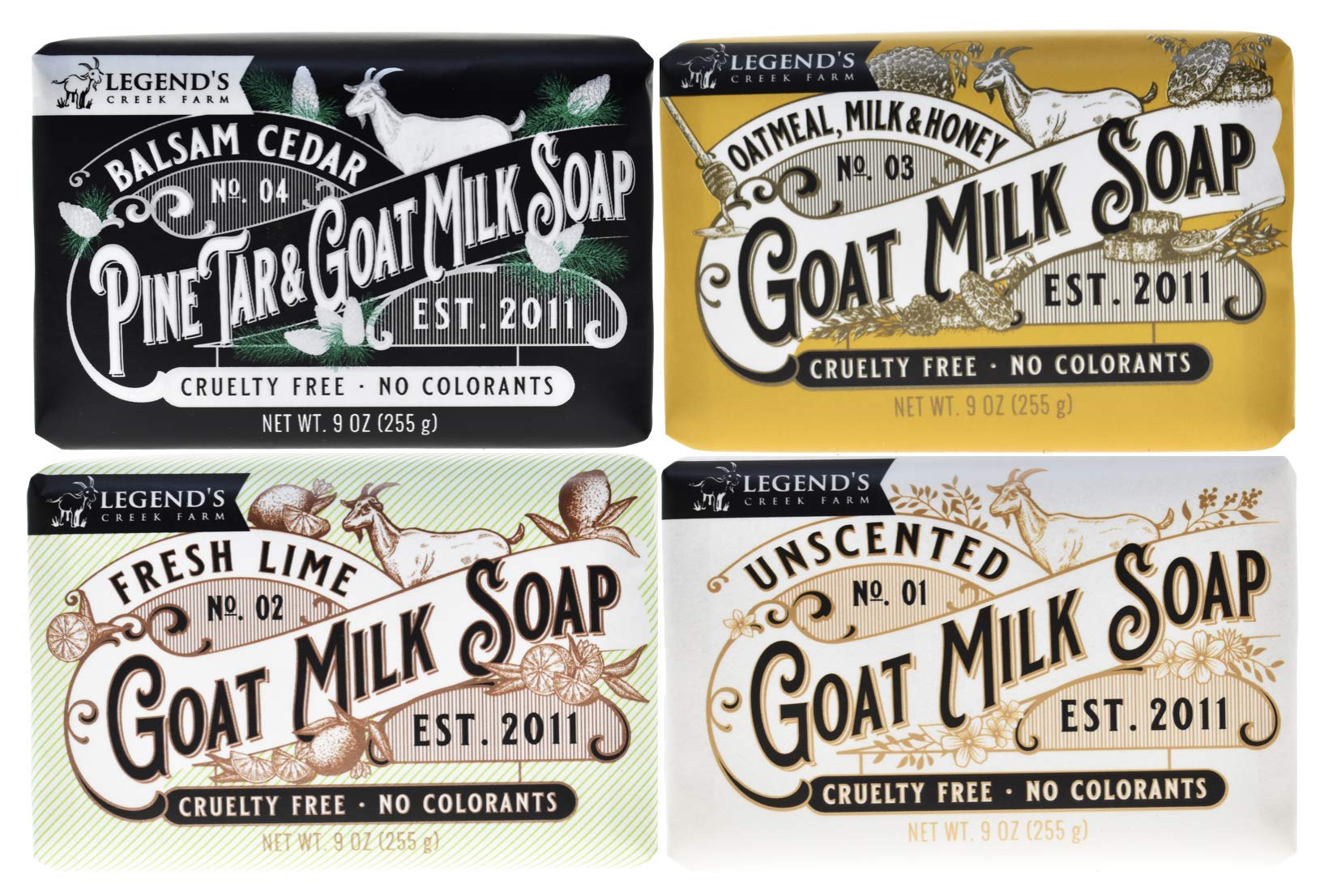 Legend's Creek Farm Goat Milk Soap - Triple Milled Moisturizing Soap Bar for Hands and Body - 9 Oz Creamy Lather, Nourishing, Natural Soap for Sensitive Skin Assorted Bundle