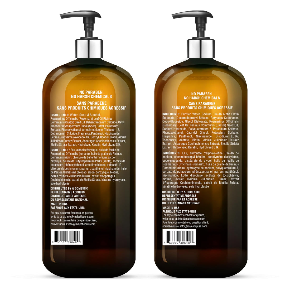 MAJESTIC PURE Biotin Shampoo and Conditioner Set with DHT Blocker Complex - Hydrating, Nourishing & Supporting Healthy Hair, Sulfate Free, for Men & Women - 16 fl oz each