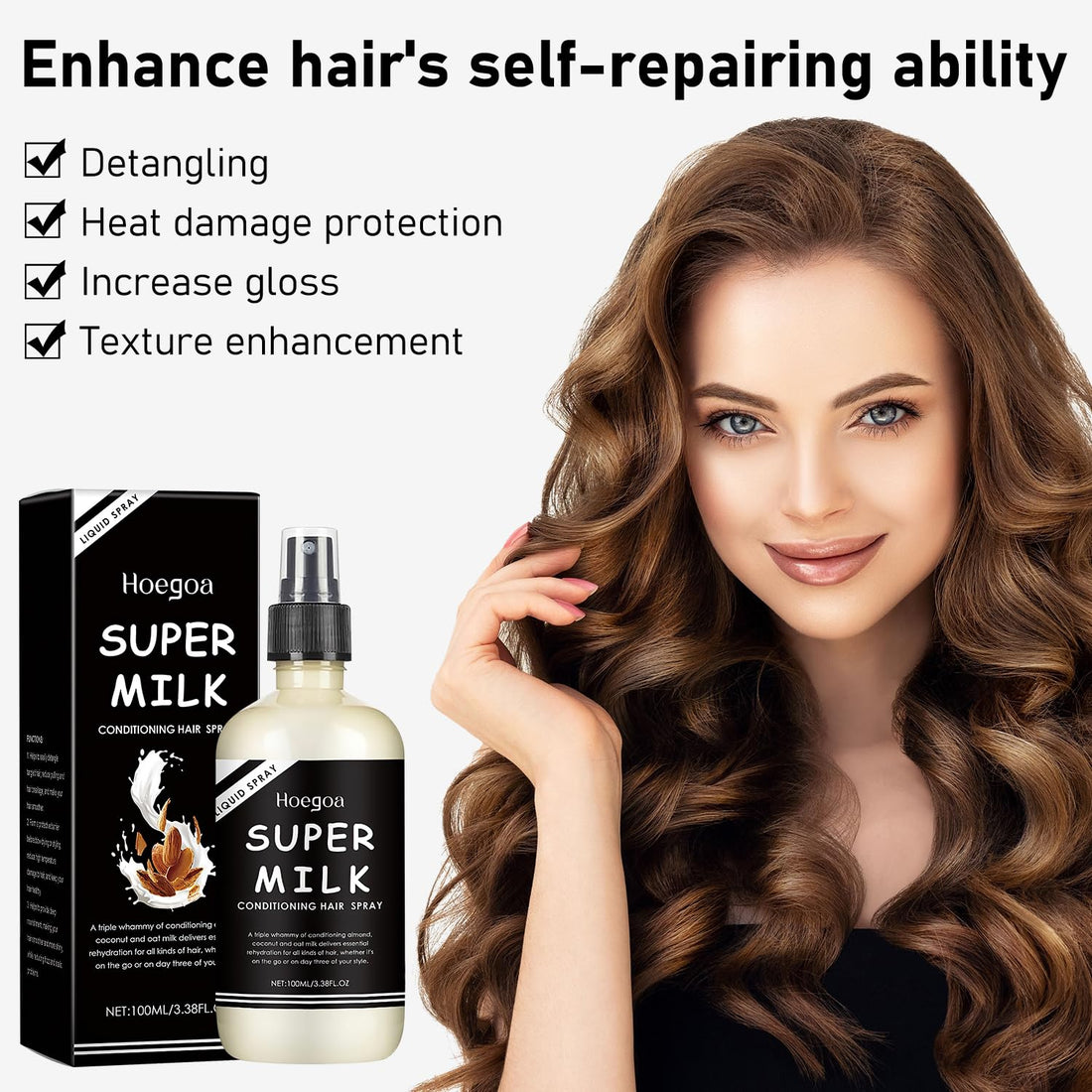 dokwiz Super Milk Conditioning Hair Mist, Supermilk Hair Primer Conditioner, Supermilk Lush Conditioning Hair Primer, Super-Milk Hair Conditioner Spray Smooth Hair Care (100ml)