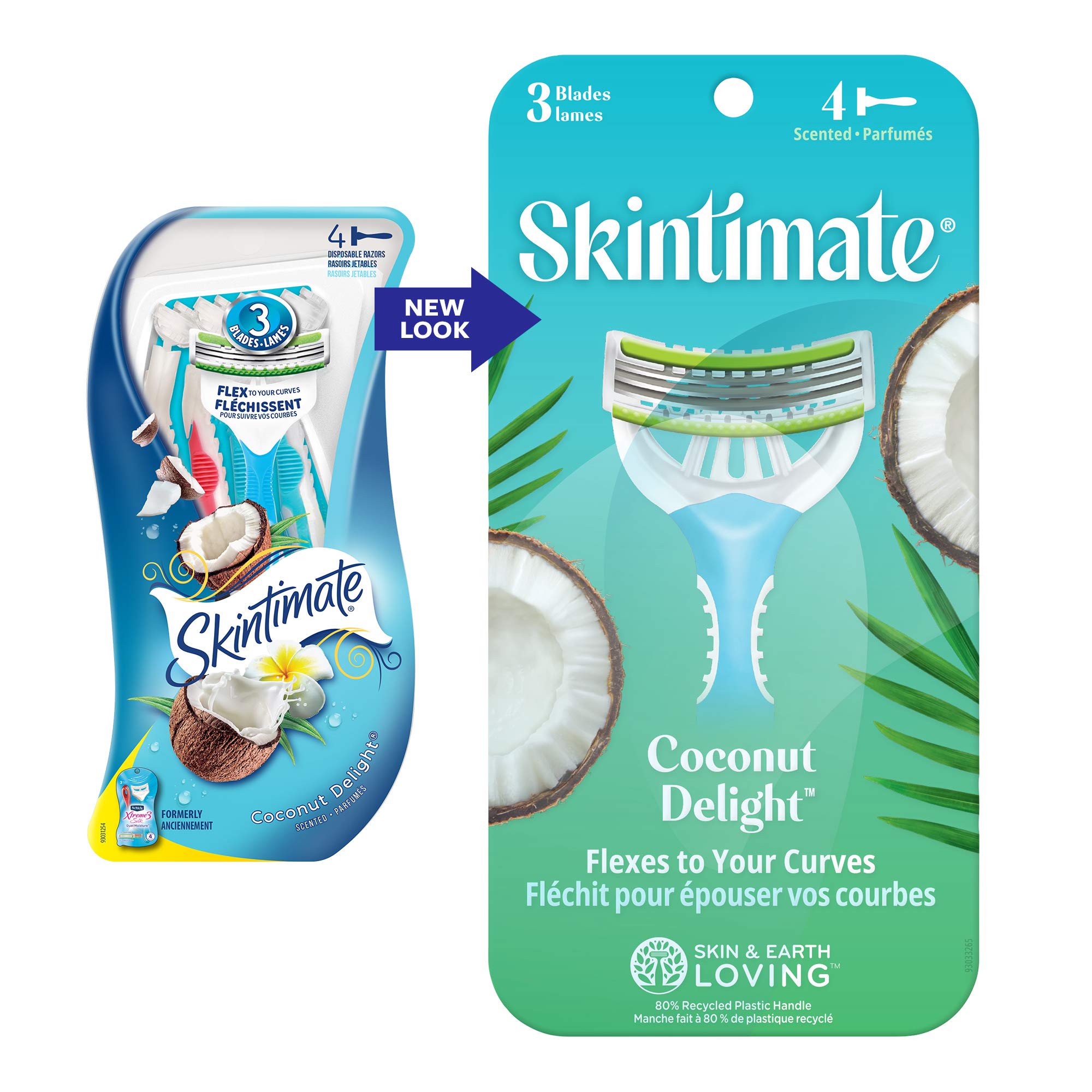 Skintimate Sensitive Skin 3 Blade Disposable Razor For Women, 4 Count