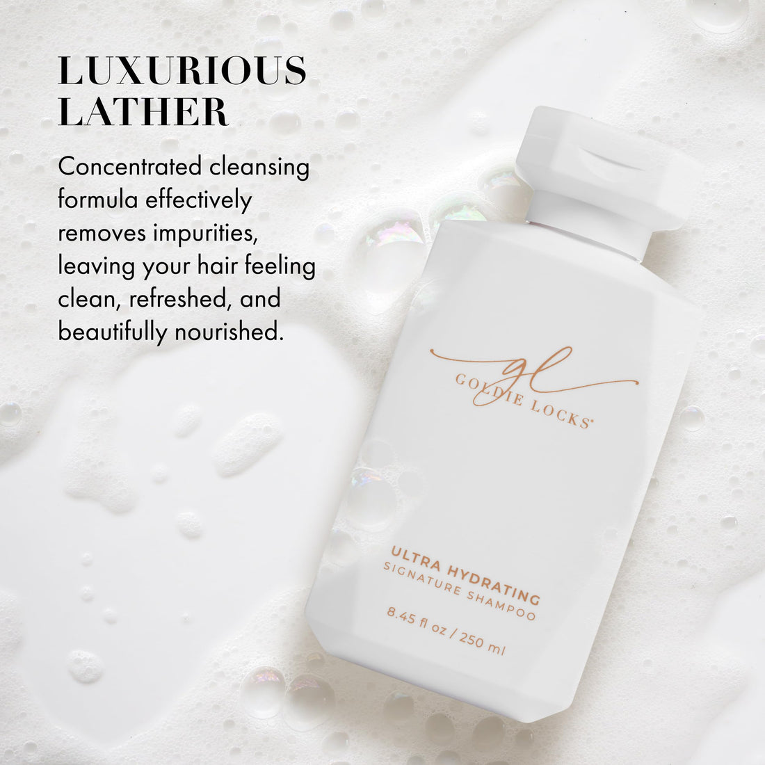 Goldie Locks Ultra Hydrating Signature Shampoo, Safe for Hair Extensions & Colored Hair, Maintains Texture & Shine, Encourages Healthy Hair Growth, Protein-Free, Sulfate-Free, Moisturizing, 8.45 Fl Oz