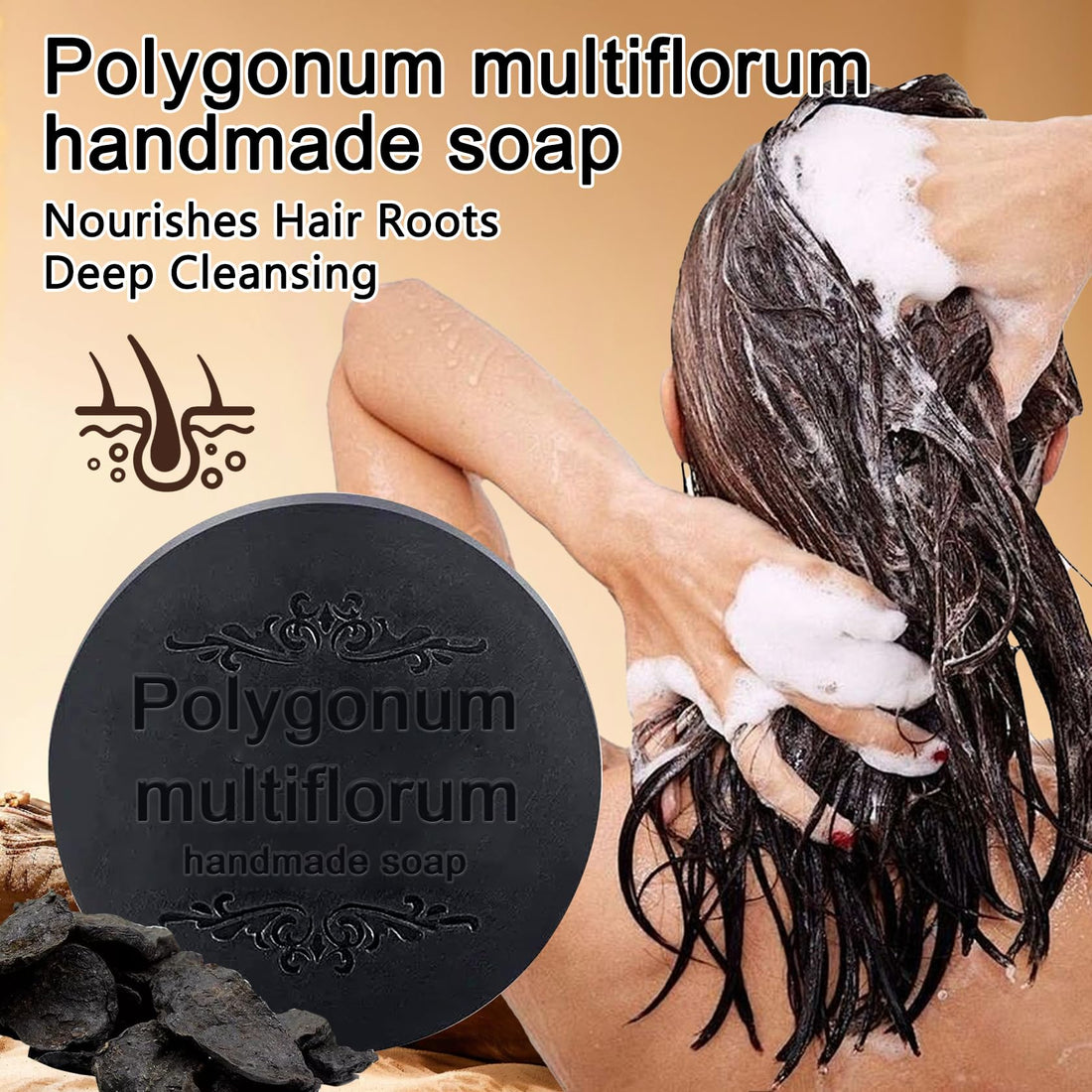 JunKuJK 3PCS Solid Shampoo Bar with Foaming Net, Deep Cleansing Bar Shampoo for Women and Men, Thickening, Strengthening Long Lasting Oil Control Soap, Suitable for All Hair Type A