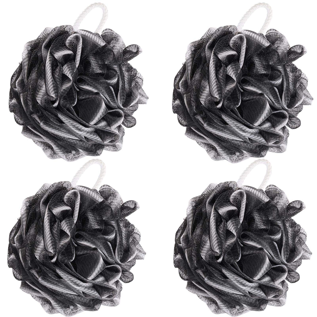 BTYMS 4 Pieces Shower Loofahs Bath Scrunchies 75g/pcsLarge Bath Sponge Body Loofahs Shower Pouf Mesh Pouf for Bathing