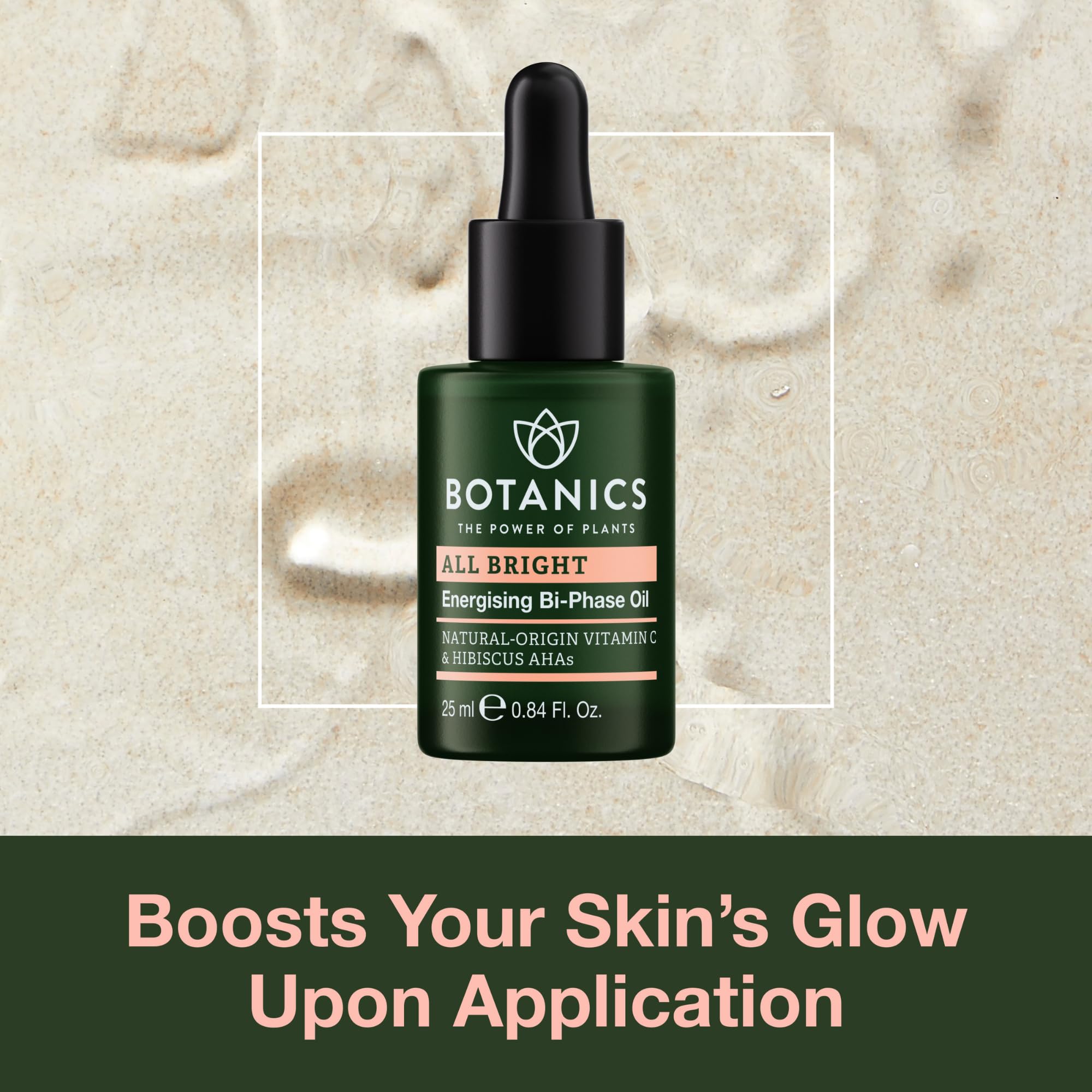 Botanics All Bright Facial Oil - Energizing Bi-Phase Face Oil for Gua Sha and Everyday Radiance - Lightweight & Non-Greasy Glow Serum - Brighten Dull and Uneven Skin (0.84 Fl Oz)