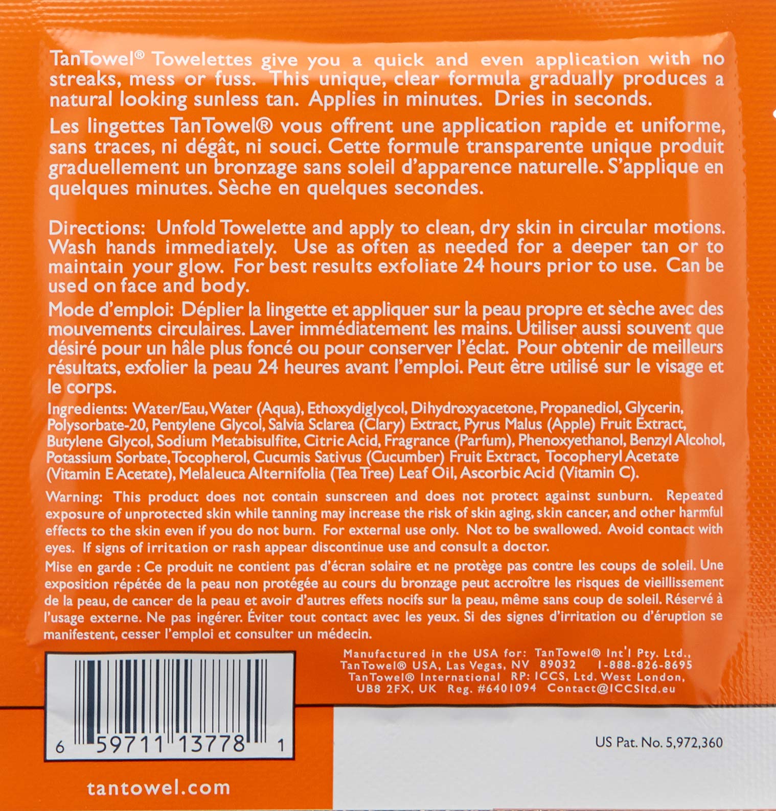 Tan Towel Total Body Tan Dark, 5 Count