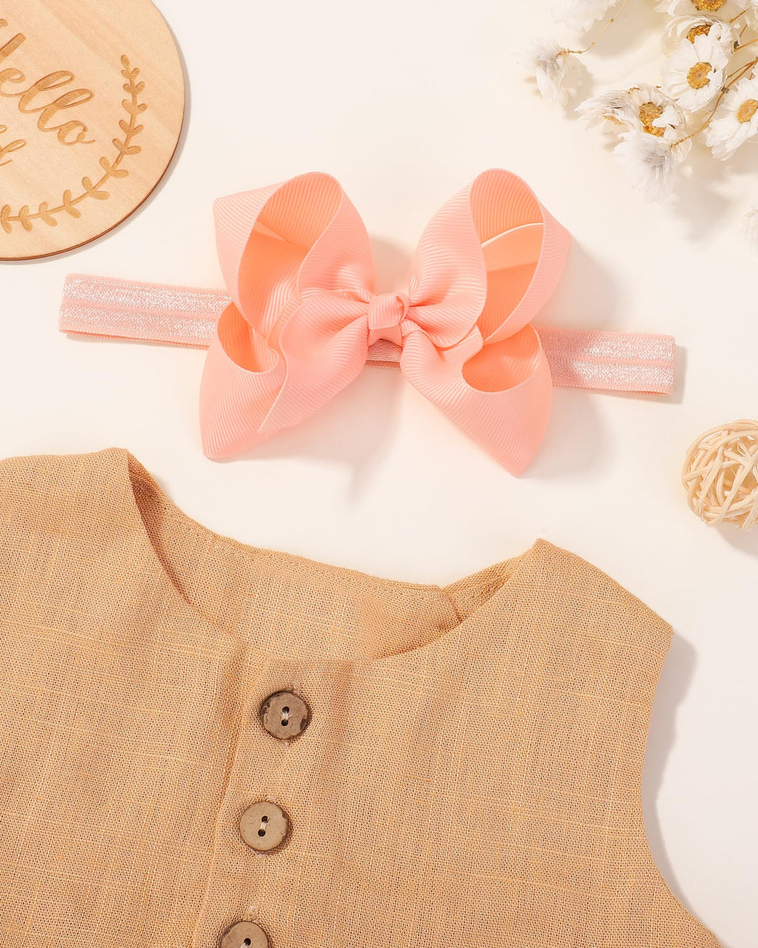 jollybows 40pcs Baby Girls Grosgrain Ribbon Hair Bows Headbands 4 Elastic Hair Band Hair Accessories for Infants Newborn- Natural Color Set