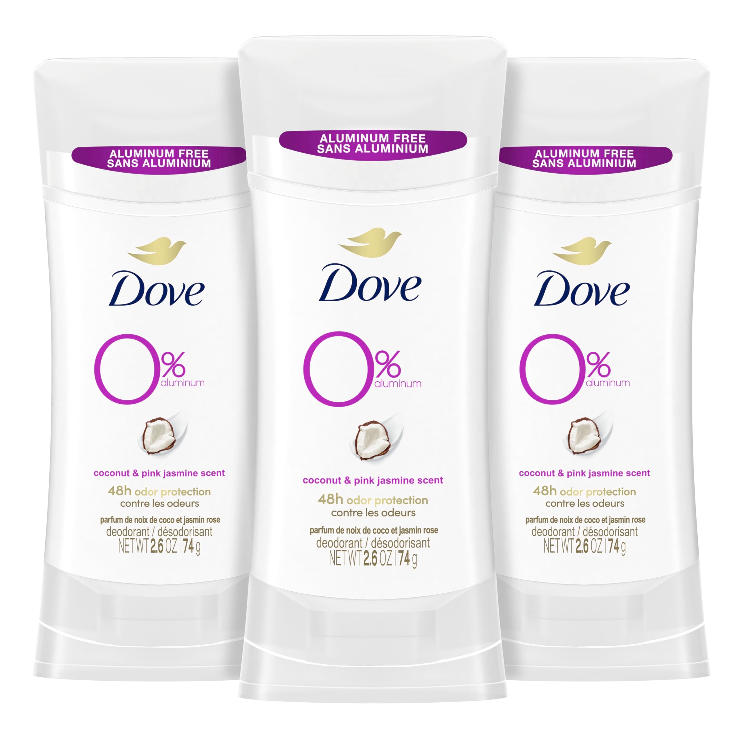 Dove Female Deo Aluminum Deodorant Floral Scent Spray, Coconut And Pink Jasmine, 2.6Oz (Pack Of 3)