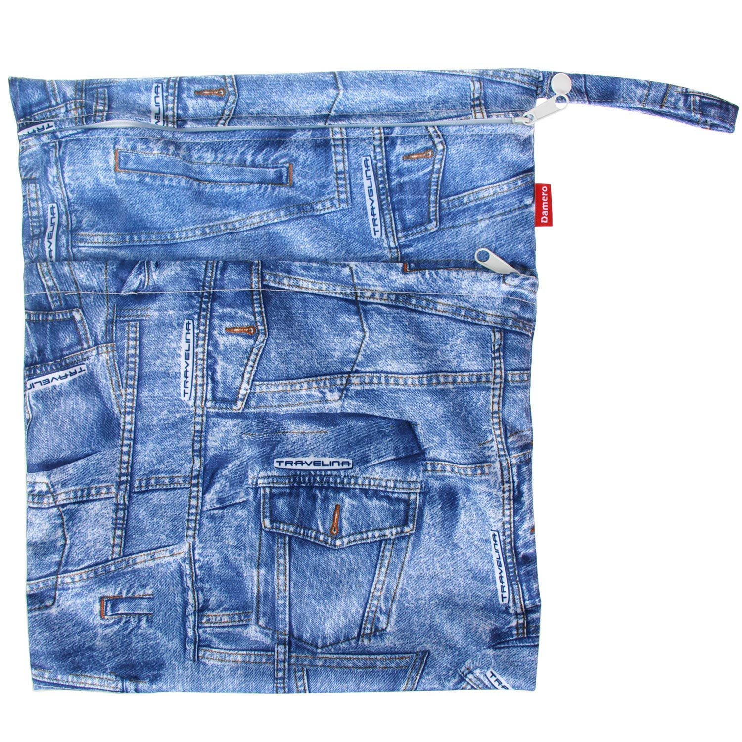 Damero 3pcs Pack Wet Dry Bag for Cloth Diapers Daycare Organizer Bag, Denim