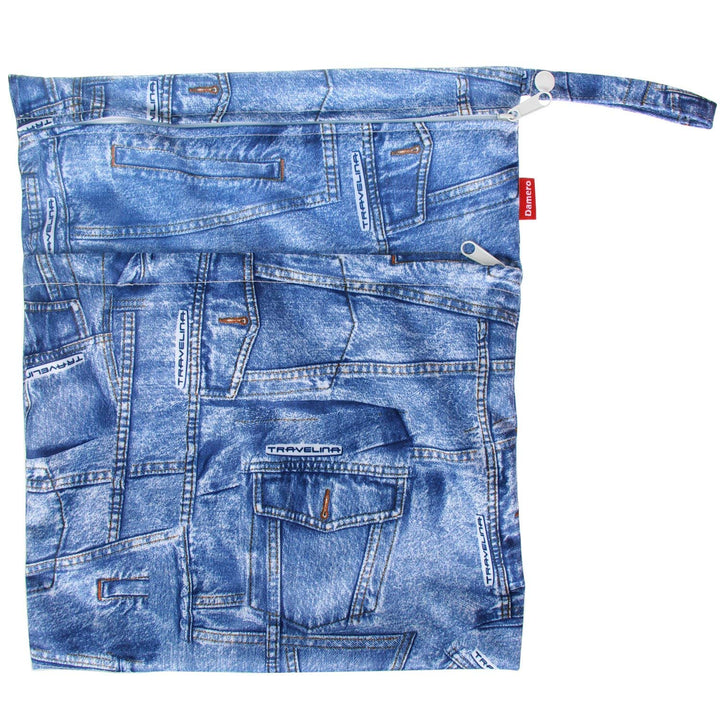 Damero 3pcs Pack Wet Dry Bag for Cloth Diapers Daycare Organizer Bag, Denim