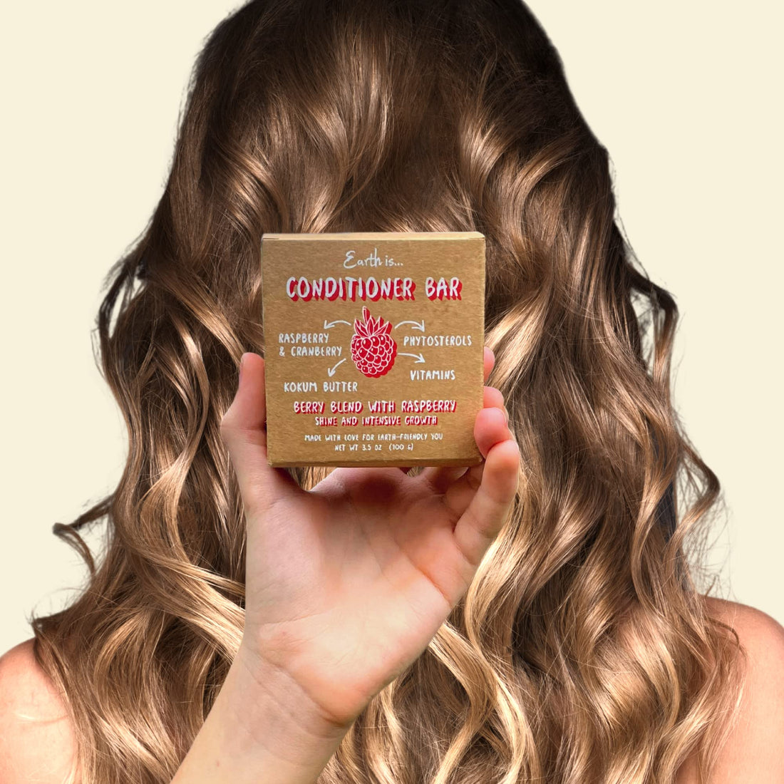 EARTH IS...Conditioner Bar - All Hair Types – All-Natural Hydrating Hair Conditioner – Eco-Friendly Hair Care – Plastic Free - PH-Balanced – Vegan – Biodegradable, 3.2oz (Berry Blend with Raspberry)