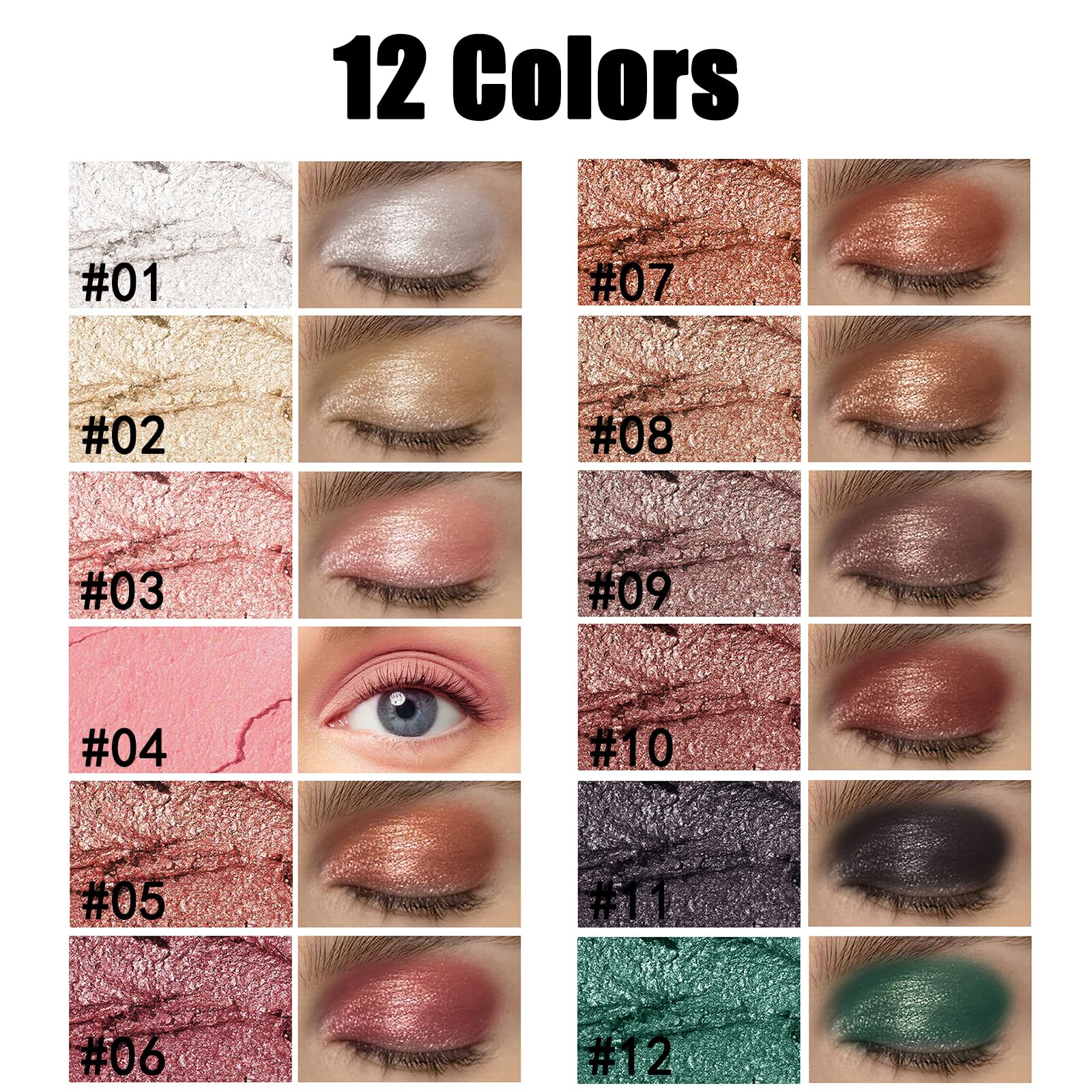 DekRion Eyeshadow Stick, Shimmer-Cream Eye Shadow Pencil, Eye Shadow Sticks Long-Lasting Waterproof, Glitter Eyeshadows Stick with Soft Brush for Eyeshadows Makeup(03Light-pink-shimmer)