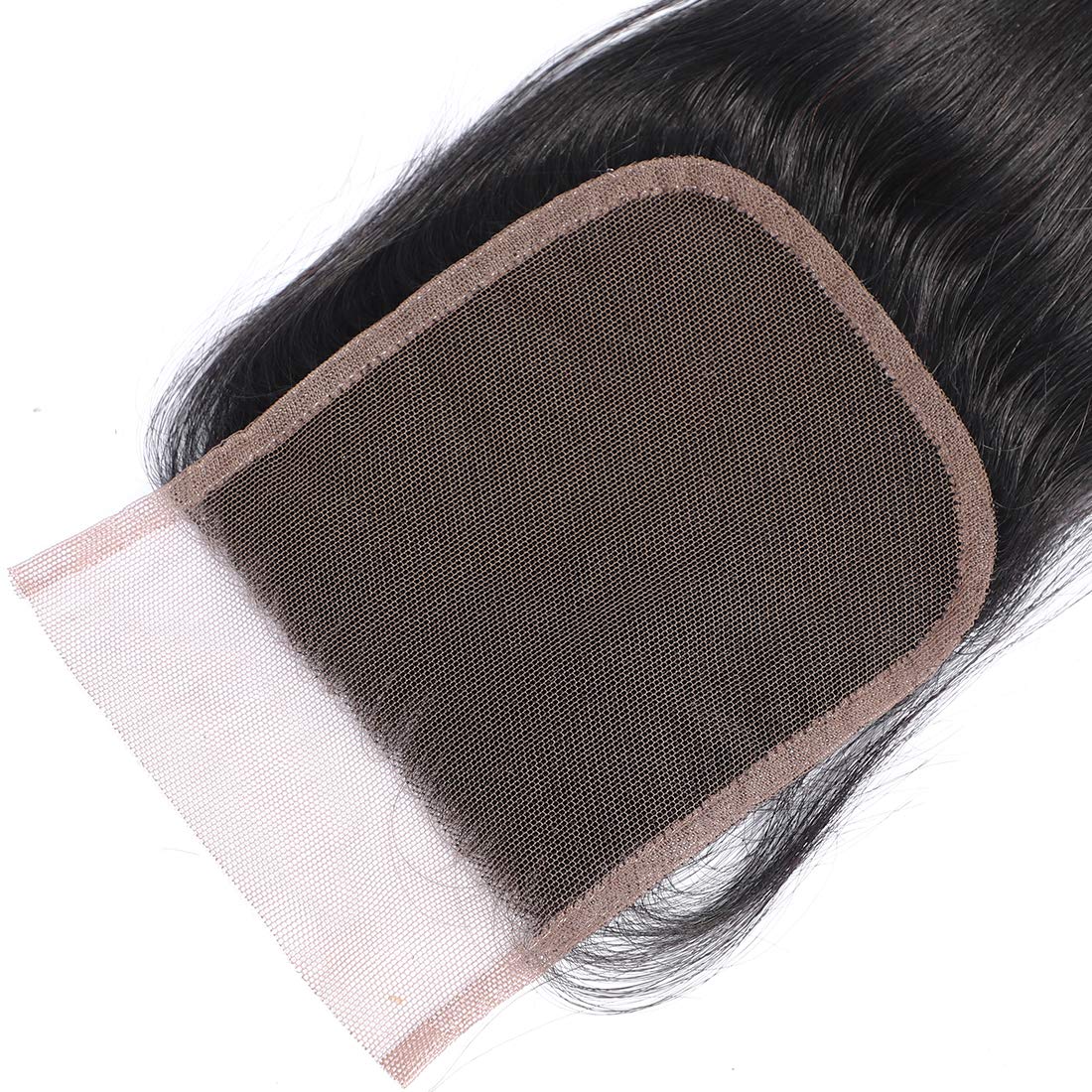 AUTTO Free Part Lace Closure 4x4 Straight Human Hair Brazilian Virgin Human Hair 130% Density Straight Lace Closure 14inch Natural Black Color