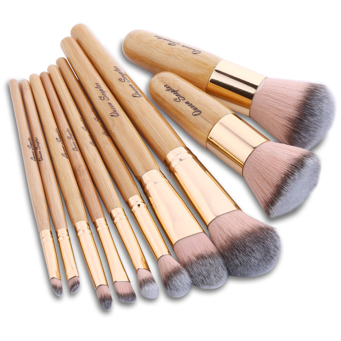 10 Pcs Makeup Brush Set Professional Bamboo Handle Make up Brush Foundation Powder Eyebrow Eyeshadow Concealer Lip Brushes Kits Cosmetic Tools With Colorful Artificial Leather Bag