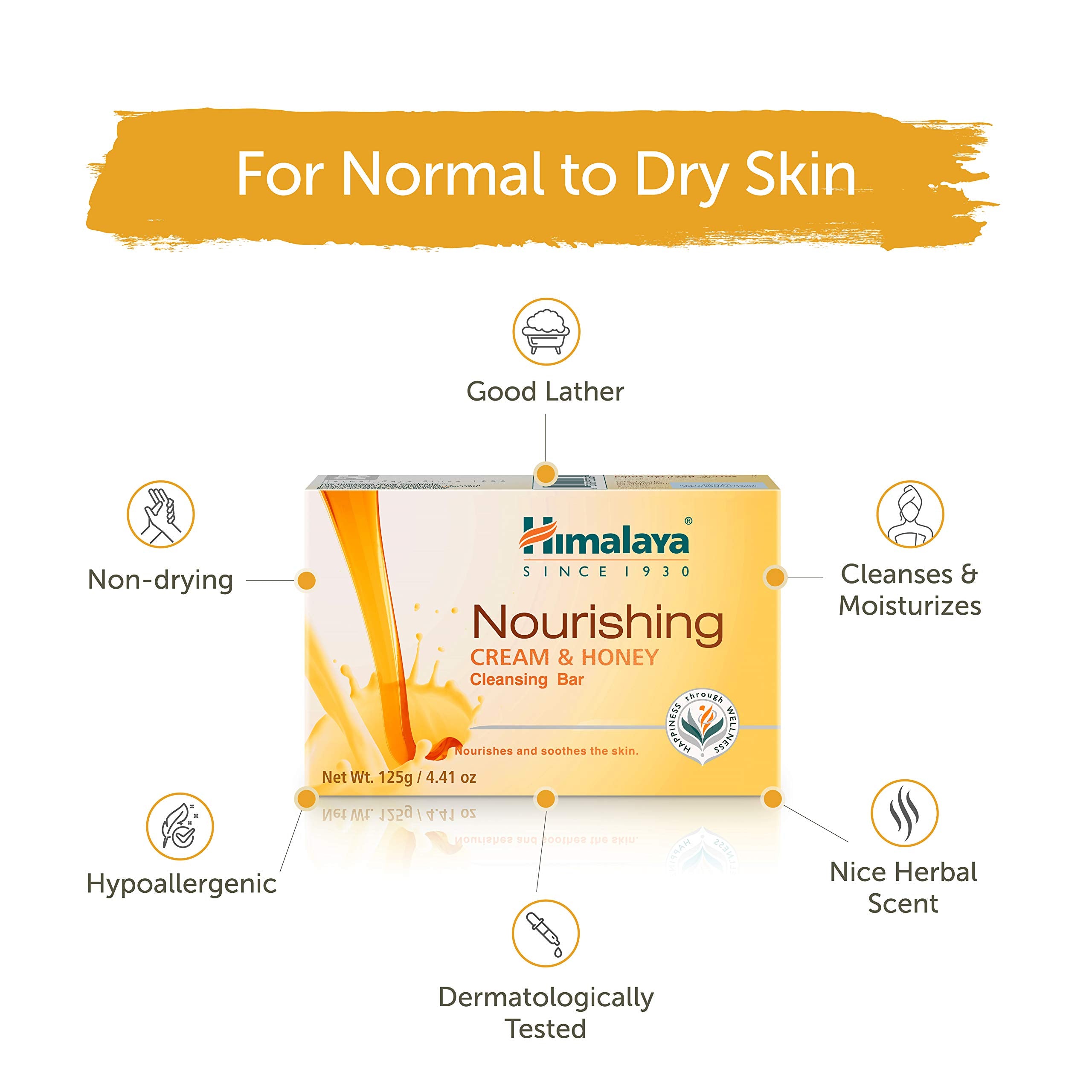 Himalaya Nourishing Cream & Honey Cleansing Bar 125g (6 Pack)