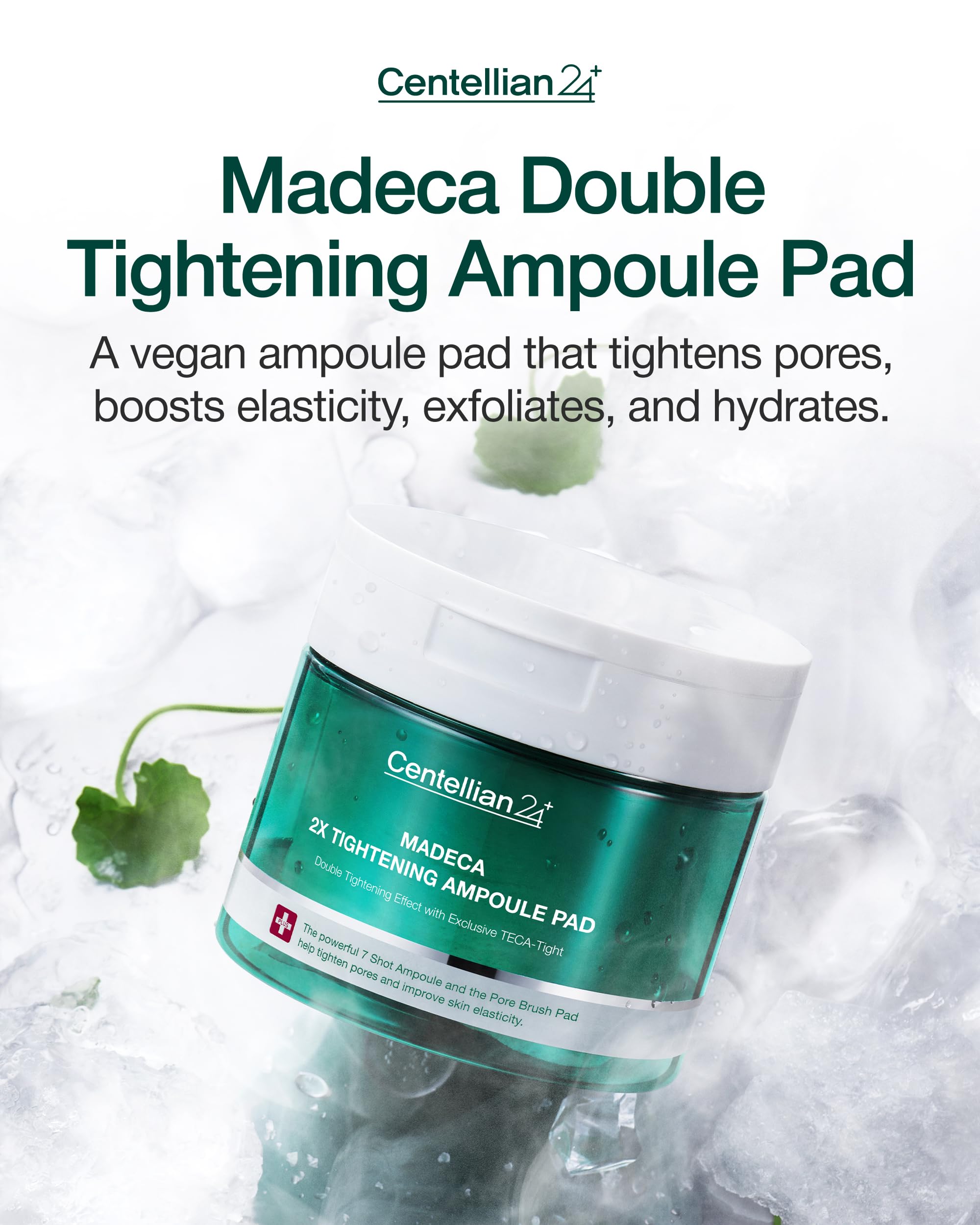 Centellian 24 Madeca Double Tightening Ampoule Pad (5.58fl oz x 60 pcs) - Pore Minimizer, Hydrating & Exfoliating Pads for Smoother Skin Texture, Vegan Certified, Korean Skin Care
