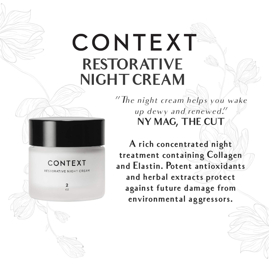 Context Restorative Night Cream - Vitamin C, Anti Wrinkle, Collagen and Elastin, Anti Aging, Removes Fine Lines, Healthy Ingredients by Context Skin