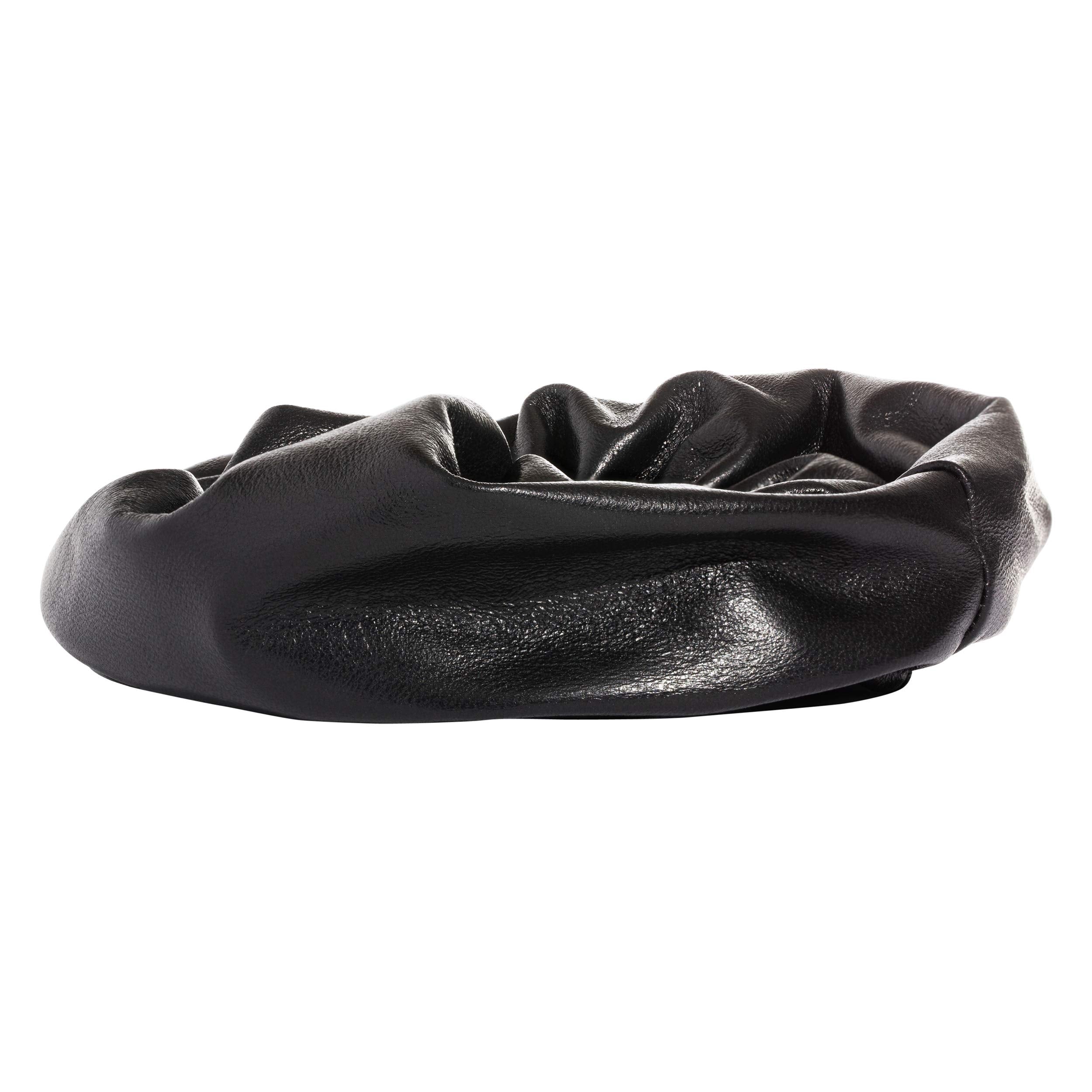 L. Erickson Large Leather Scrunchie - Black