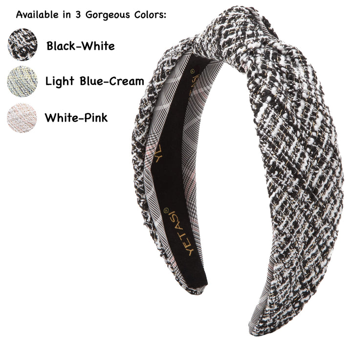 Tweed Knotted Headbands for Women Go with Everything. Welmade Black Top Knot headband for women Fashion is Adjustable . Comfy Black Knotted Headband is Cute. Ladies headbands Get Many Compliments