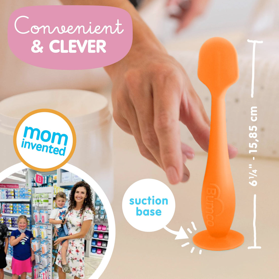 Bumco Diaper Cream Spatula (2-Pack) - BPA-Free Diaper Bag Essentials, Soft & Flexible Butt Spatula Baby, Mom-Invented Butt Paste Spatula, Diaper Cream Applicator, Bumco Baby Bum Brush, Diaper Spatula