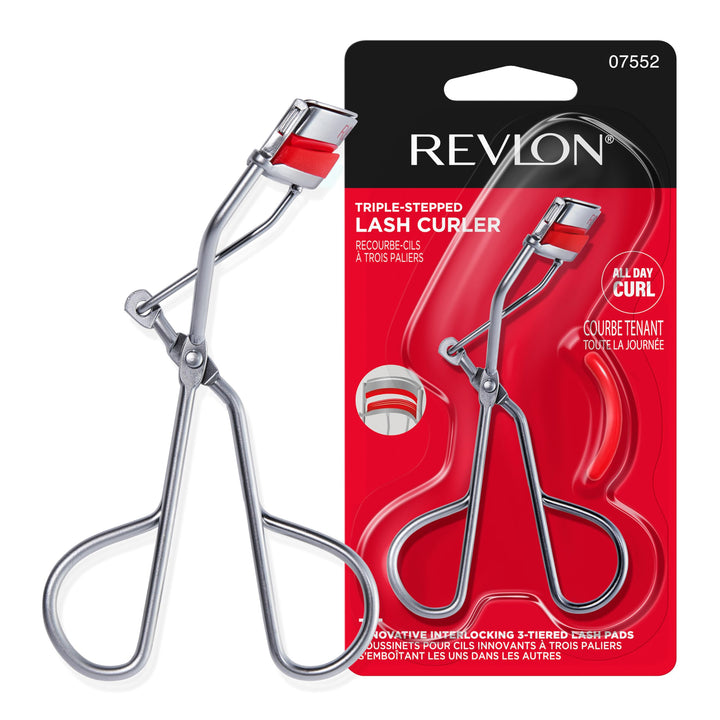 Revlon Triple-Stepped Lash Curler, Eyelash Lift For a Super-Curled Look in One Squeeze, 3-Tiered Pads for Gentle, Tug-Free Curling, 1 Count