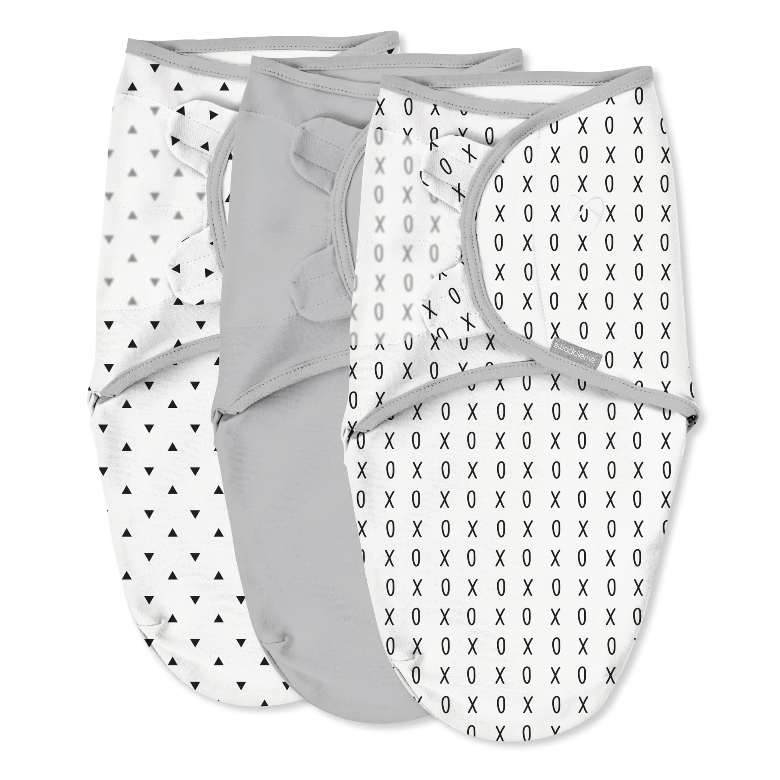 SwaddleMe by Ingenuity Original Swaddle, 100% Cotton, Improves Sleep & Calms Startle Reflex, 0-3 Months, 3-Pack - Xoxo