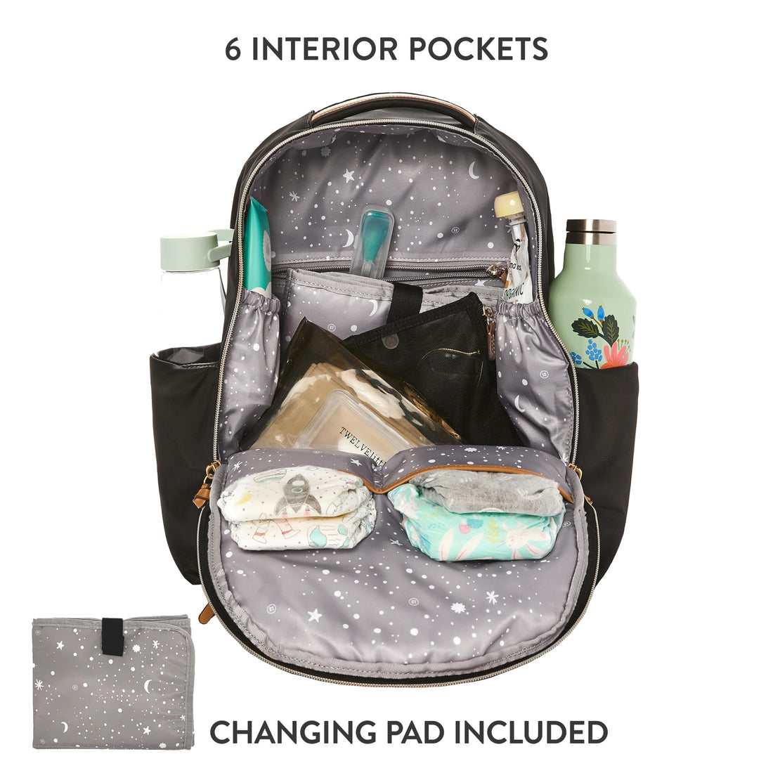 TWELVElittle Midi Go Diaperbag Backpack with Changing Pad, Diaper Bag Backpack for Moms or Dads with Insulated Pockets in Blush Camo