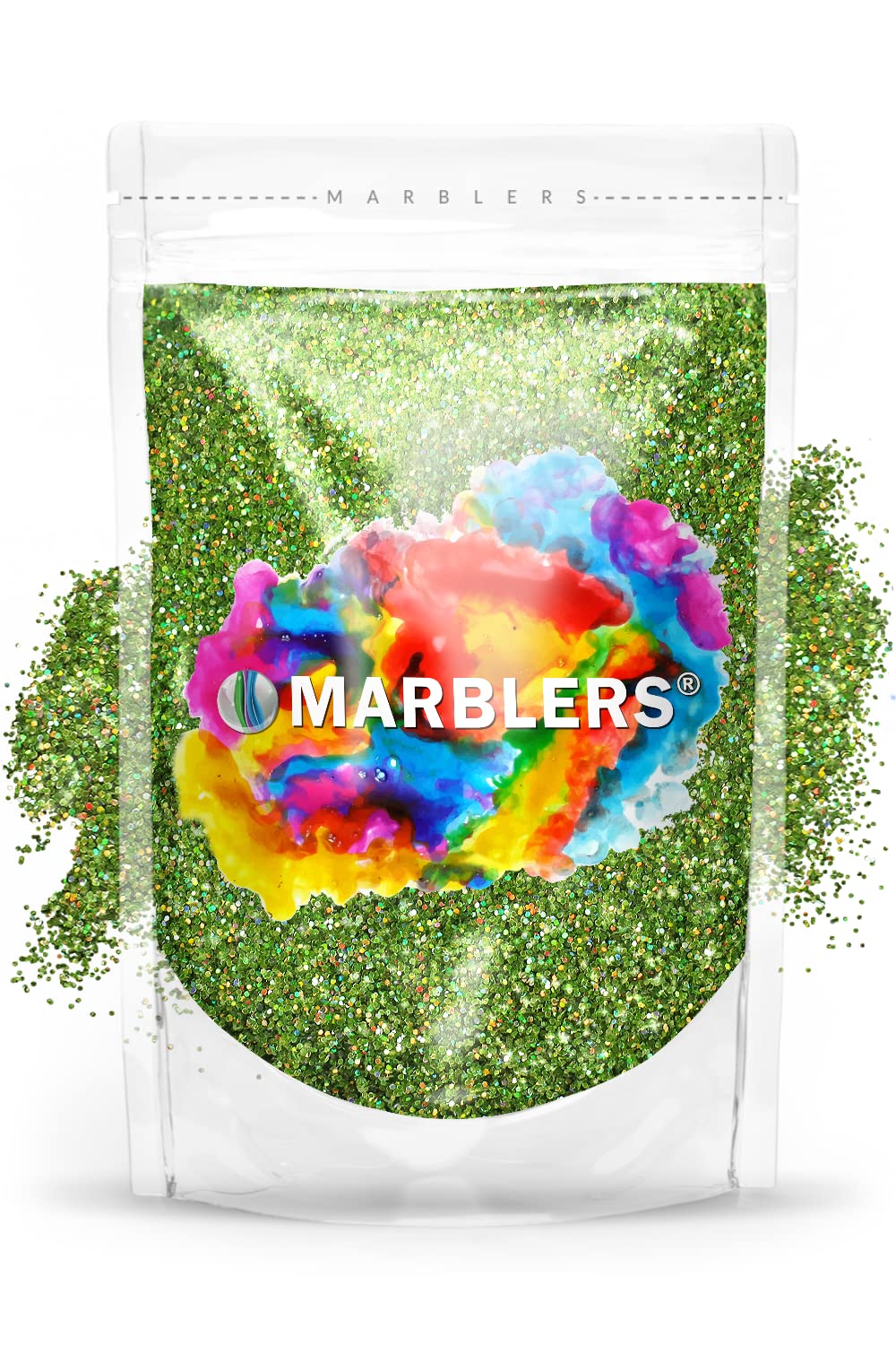 MARBLERS Holographic Glitter [Holo Apple Green] 3oz (85g) | Fine | Non-Toxic, Vegan, Cruelty-Free | Face, Body, Eyeshadow, Hair, Festival, Party Makeup, Nail Art, Polish | Resin, Tumbler, Slime, Craft